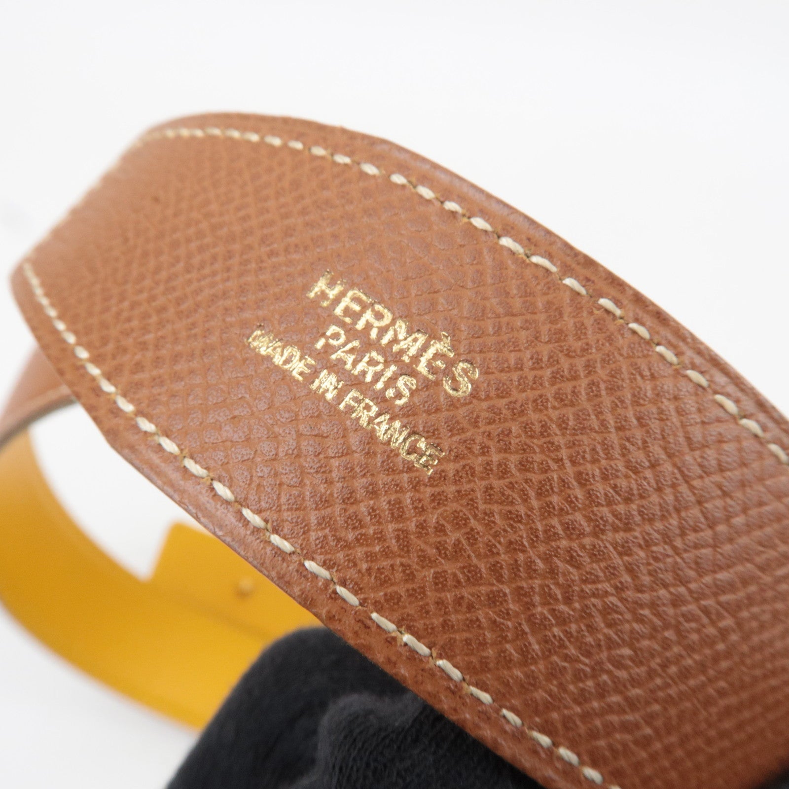 HERMES Constance Leather H Belt Size 75 □A (1997) Brown Yellow