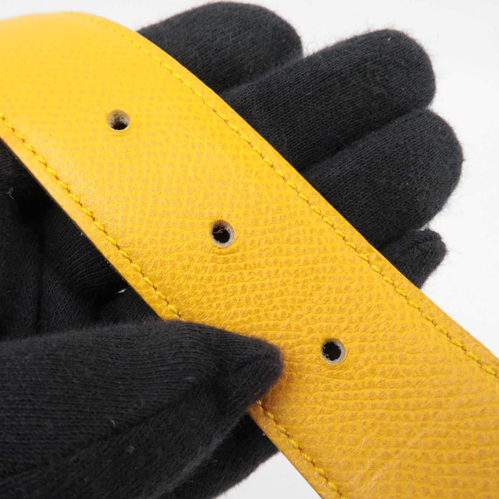 HERMES Constance Leather H Belt Size 75 □A (1997) Brown Yellow