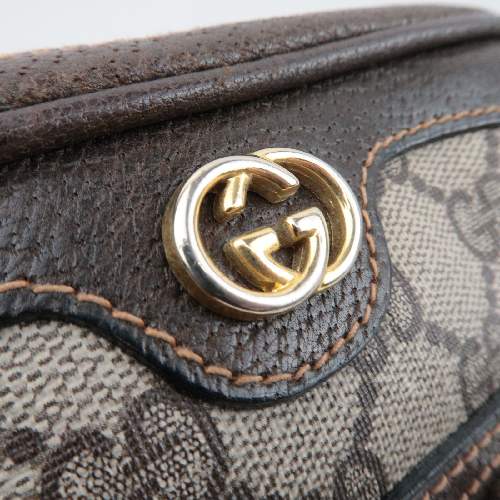 GUCCI Old Gucci Mini Shoulder Bag GG Plus Leather Beige