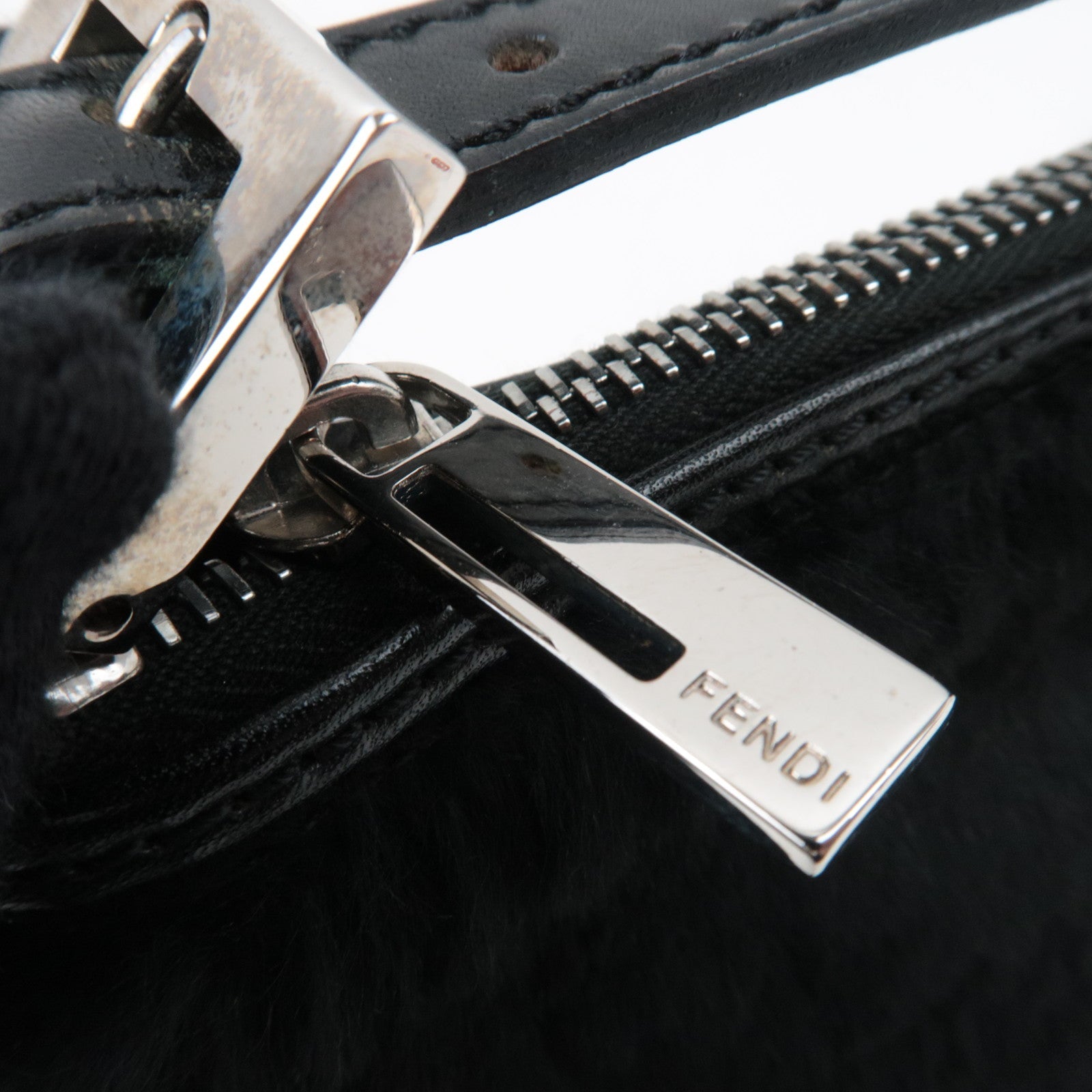 FENDI Fur Mini Handbag Black 8N0001 *Dust bag