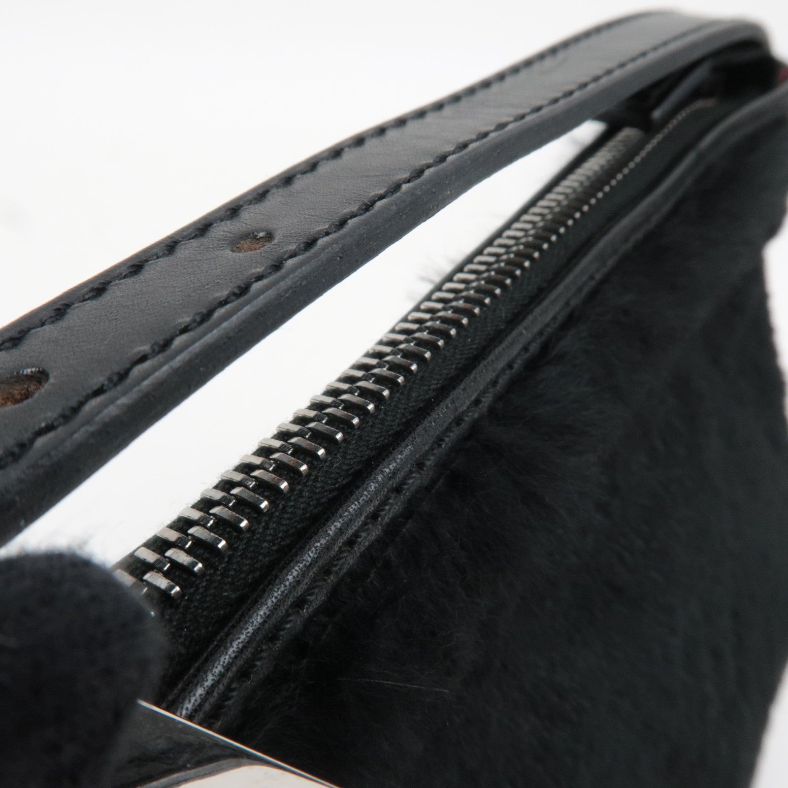 FENDI Fur Mini Handbag Black 8N0001 *Dust bag