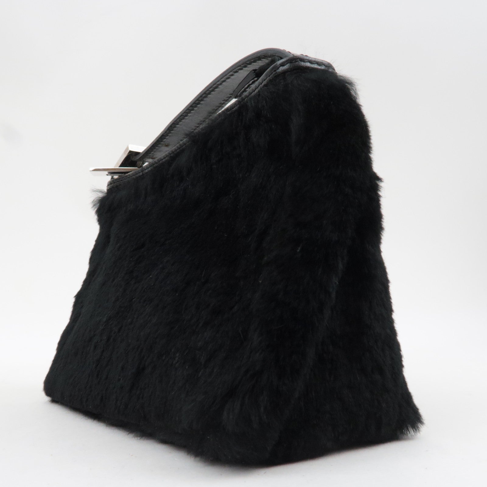 FENDI Fur Mini Handbag Black 8N0001 *Dust bag