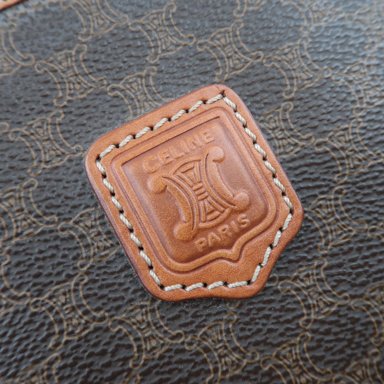 CELINE Macadam Clutch Bag PVC Leather Brown