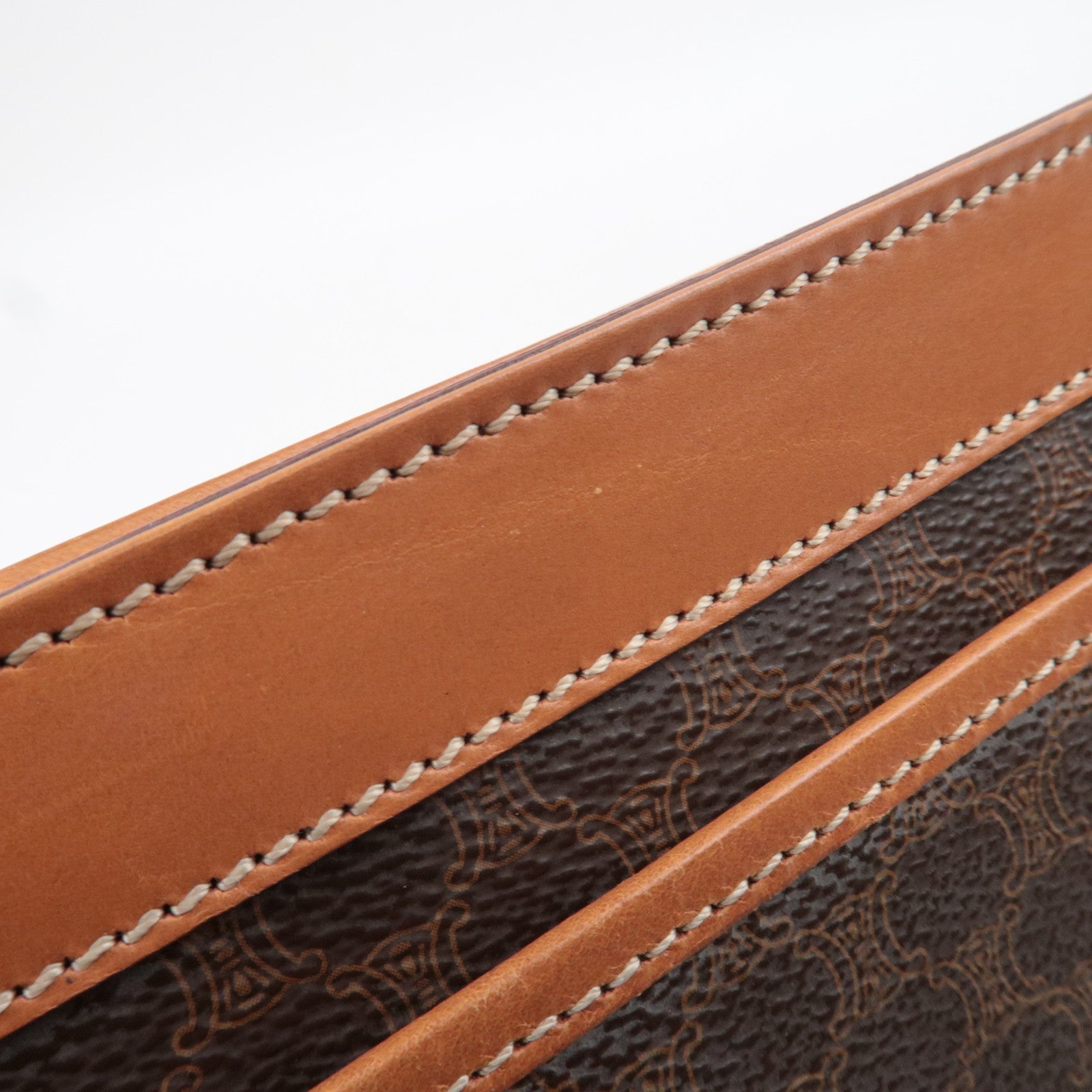 CELINE Macadam Clutch Bag PVC Leather Brown