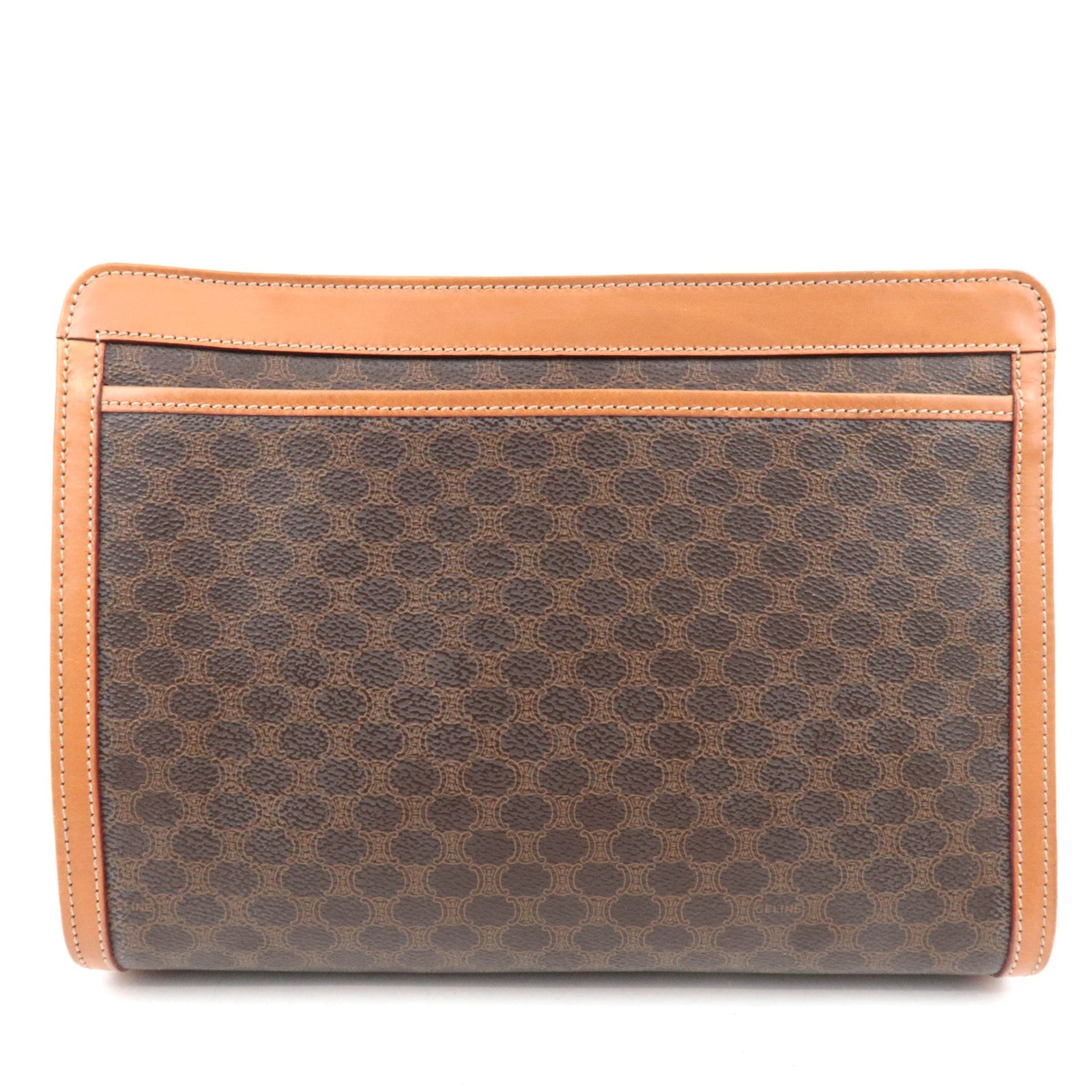 CELINE Macadam Clutch Bag PVC Leather Brown