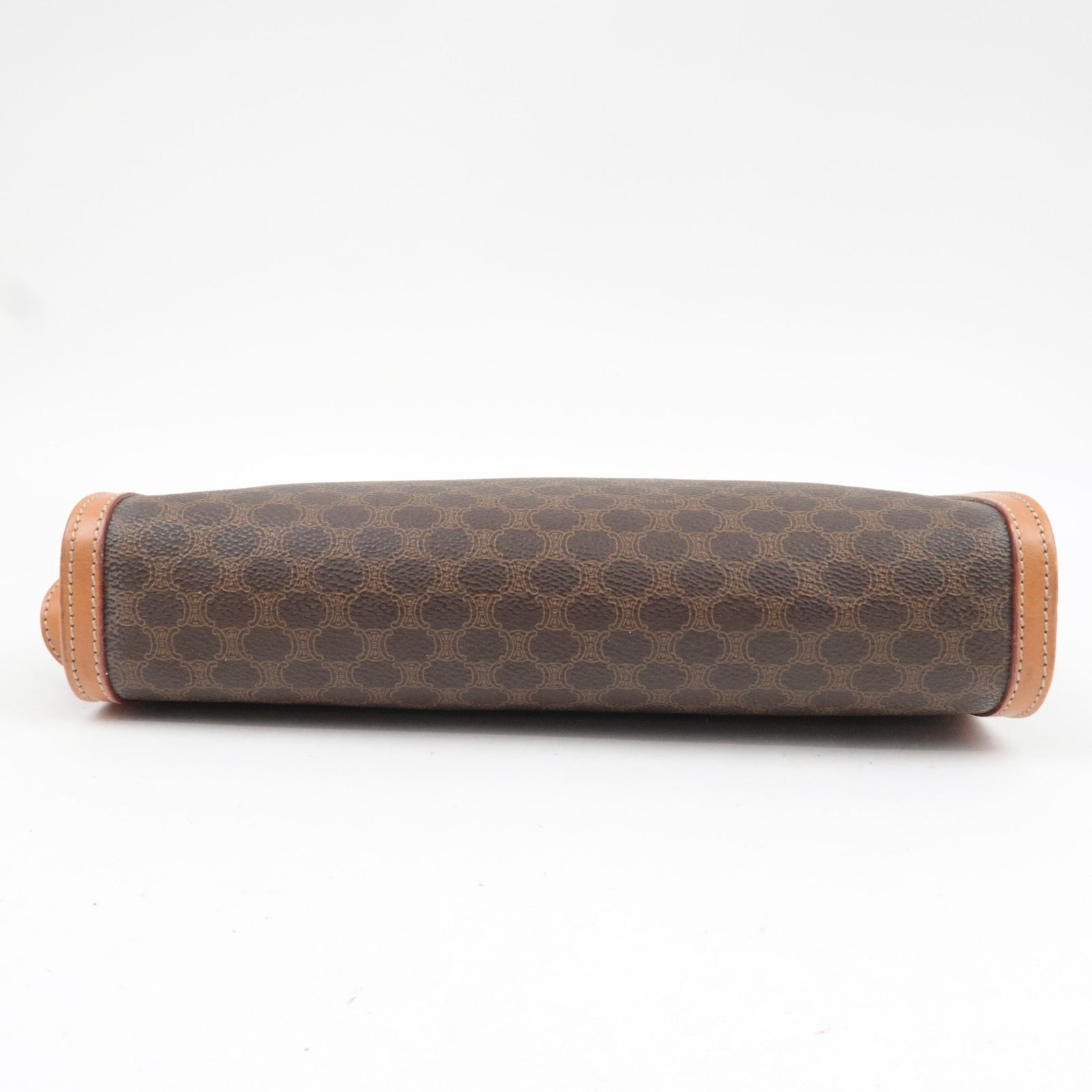 CELINE Macadam Clutch Bag PVC Leather Brown