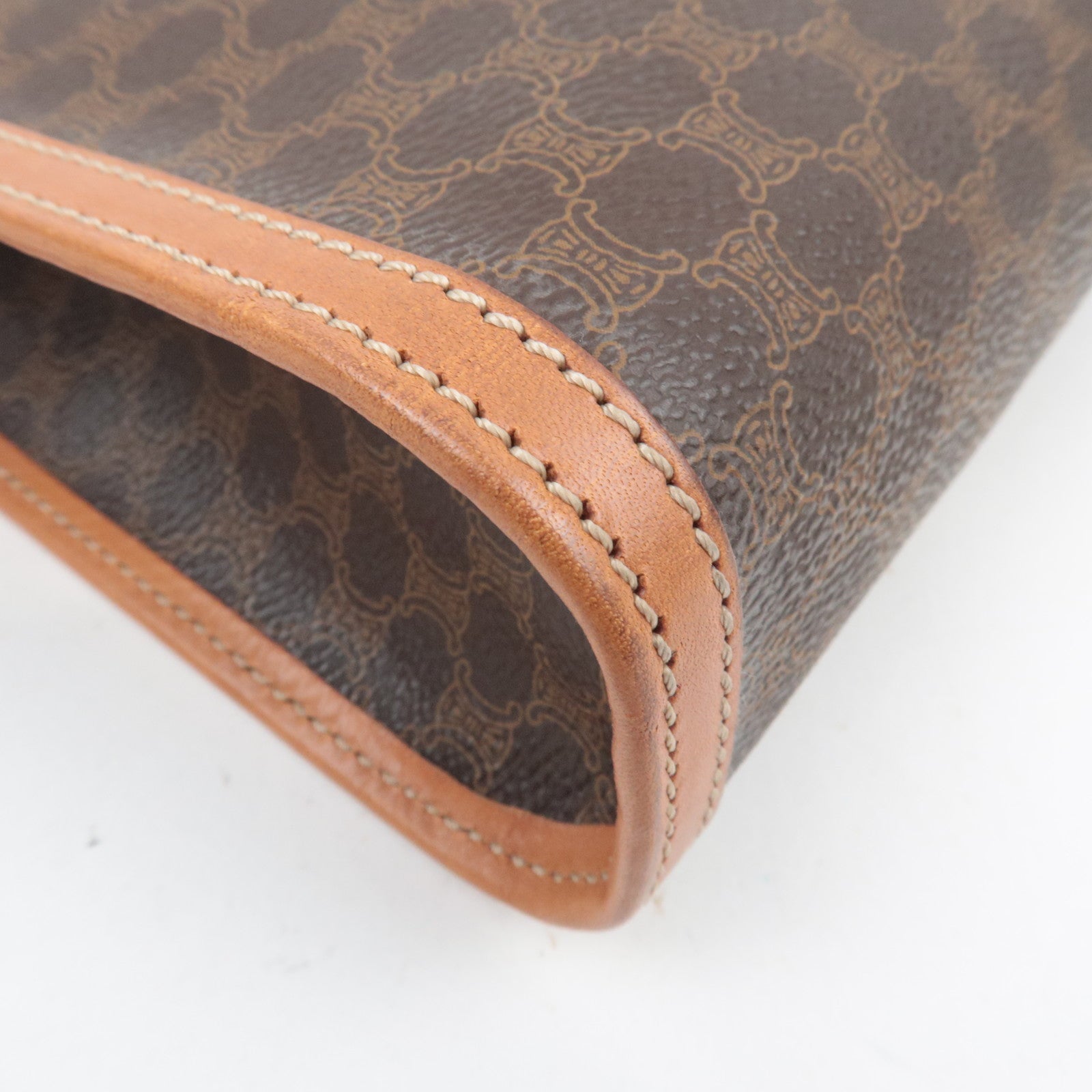 CELINE Macadam Clutch Bag PVC Leather Brown