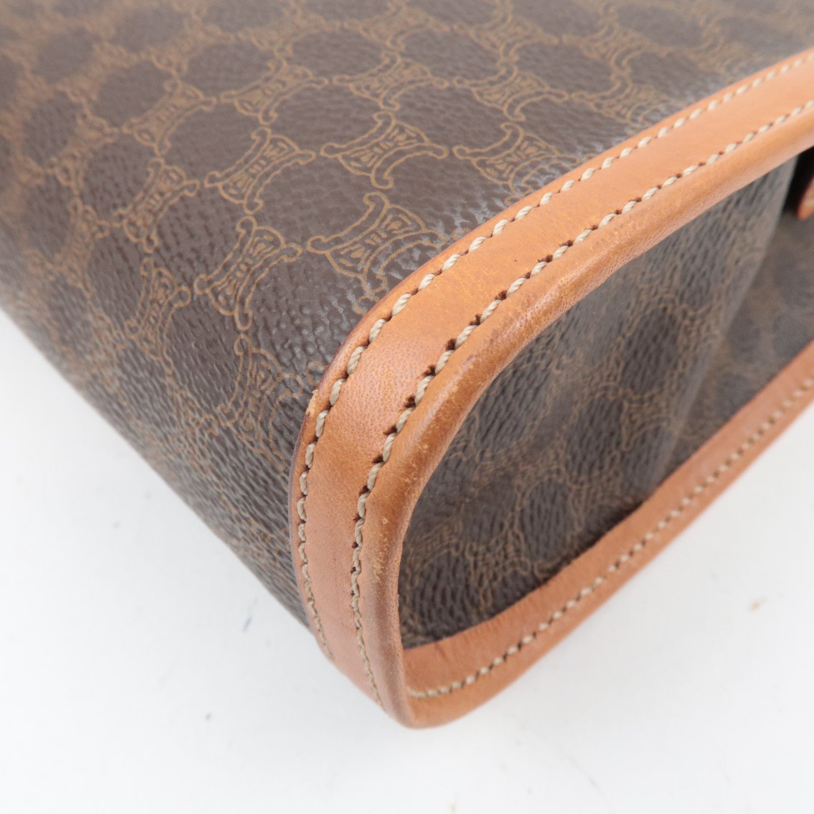 CELINE Macadam Clutch Bag PVC Leather Brown