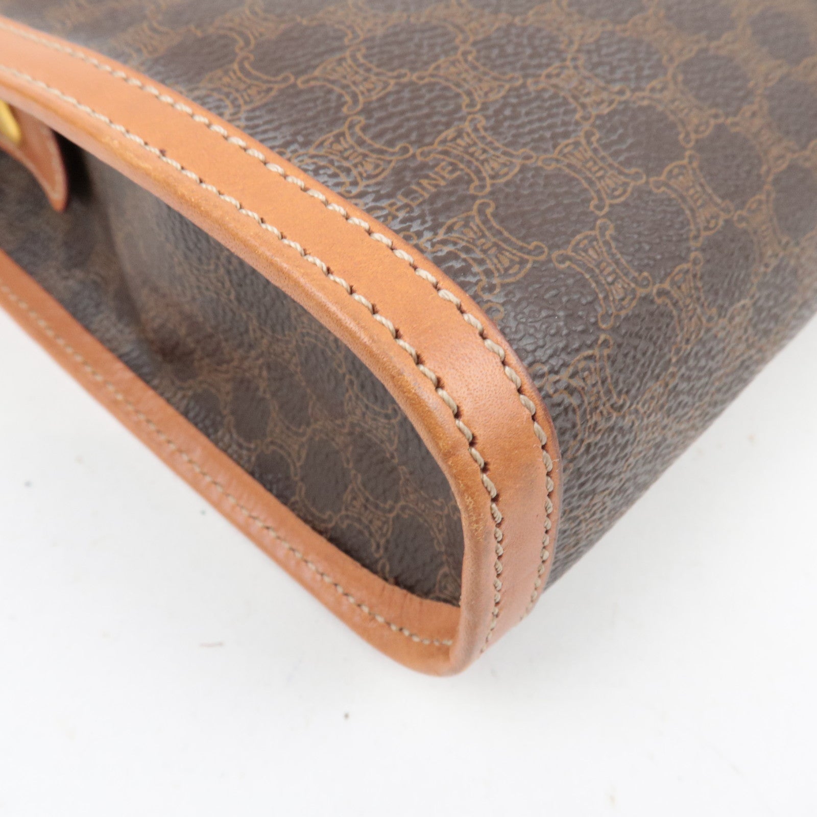 CELINE Macadam Clutch Bag PVC Leather Brown