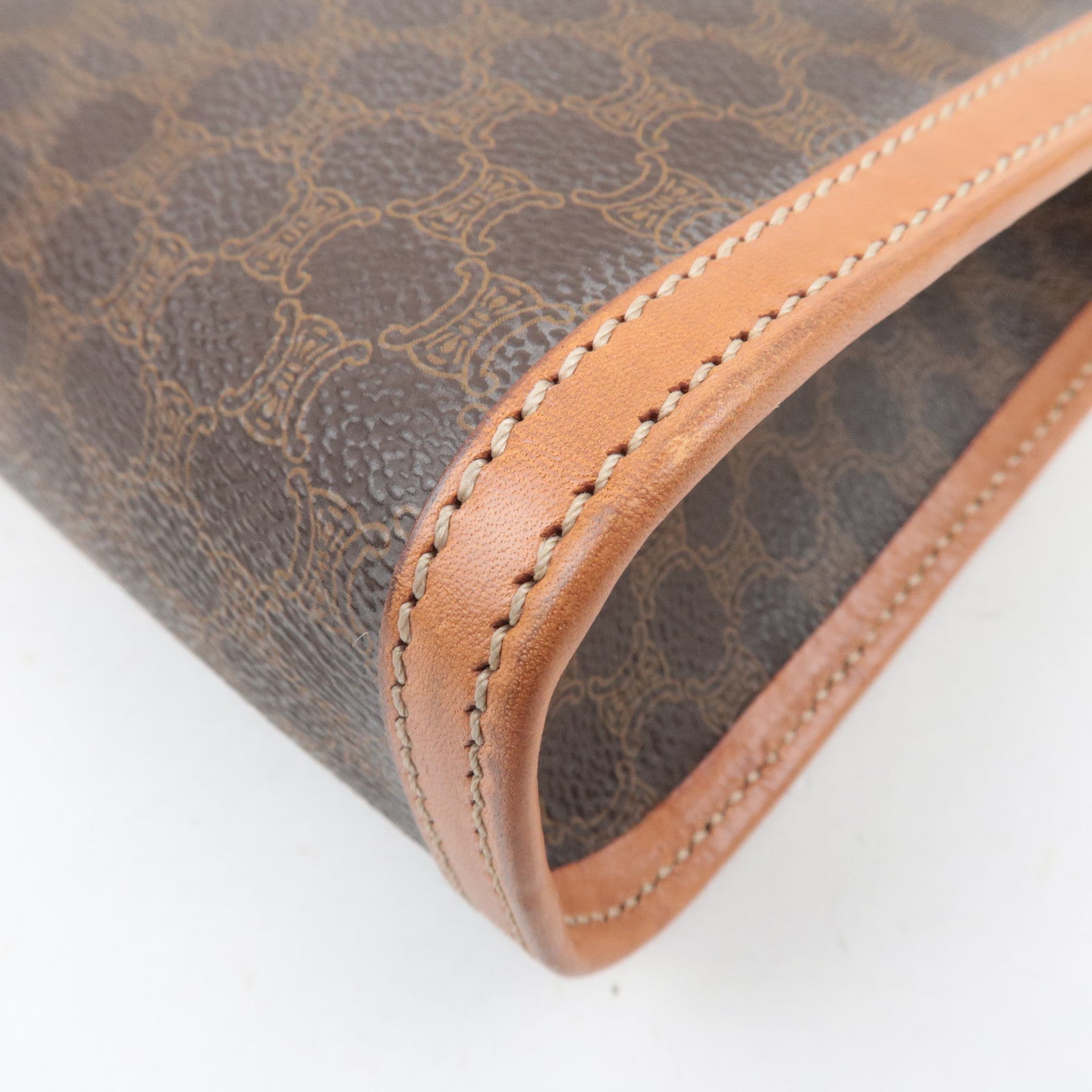 CELINE Macadam Clutch Bag PVC Leather Brown