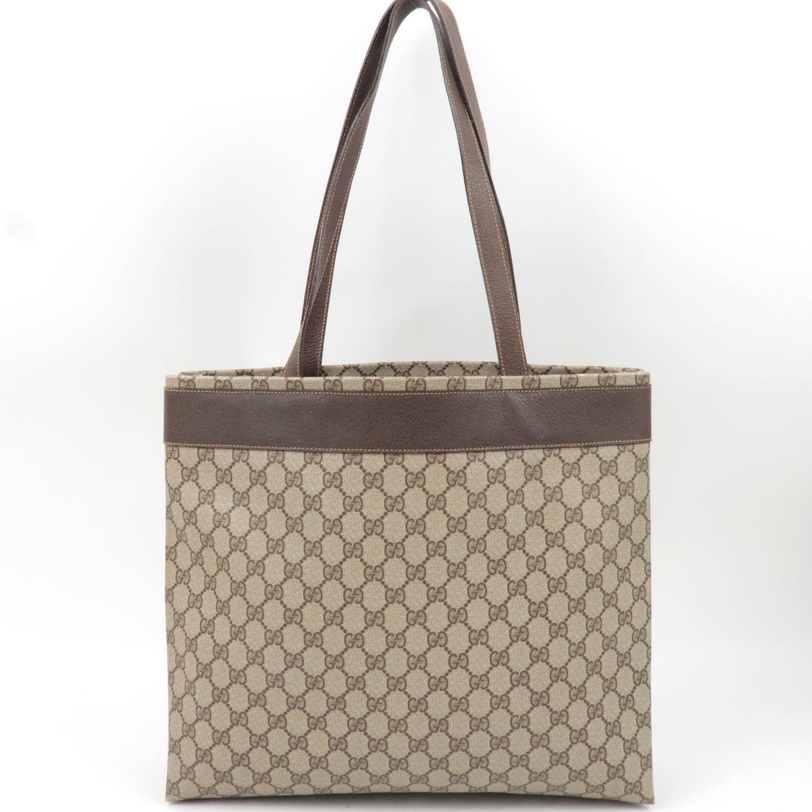 GUCCI Old Gucci Tote Bag GG Plus Leather Beige 41.02.109