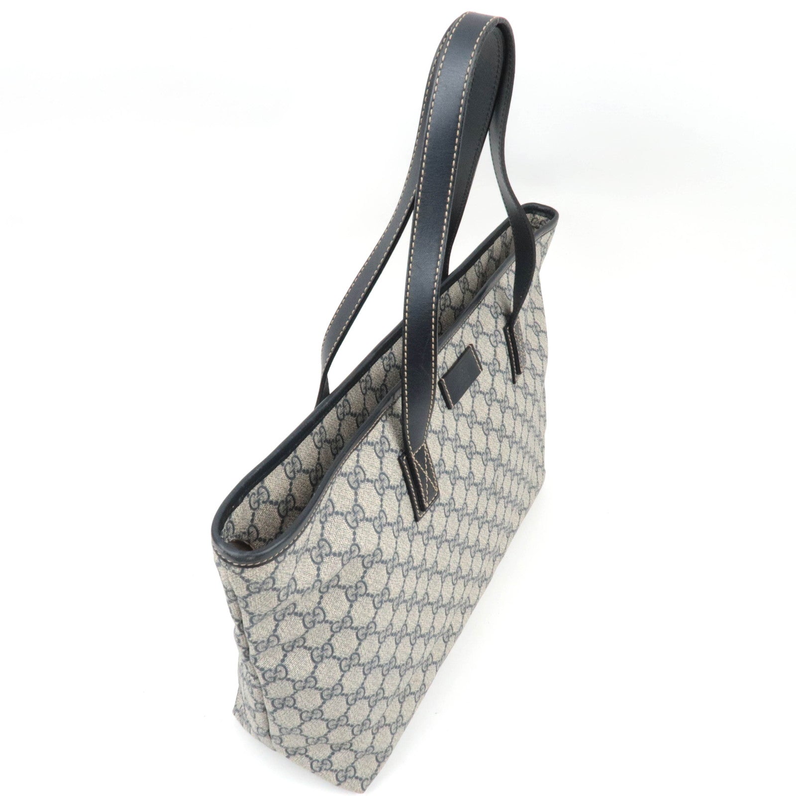 GUCCI Tote Bag GG Supreme Leather Beige Navy 211137 *Dust bag