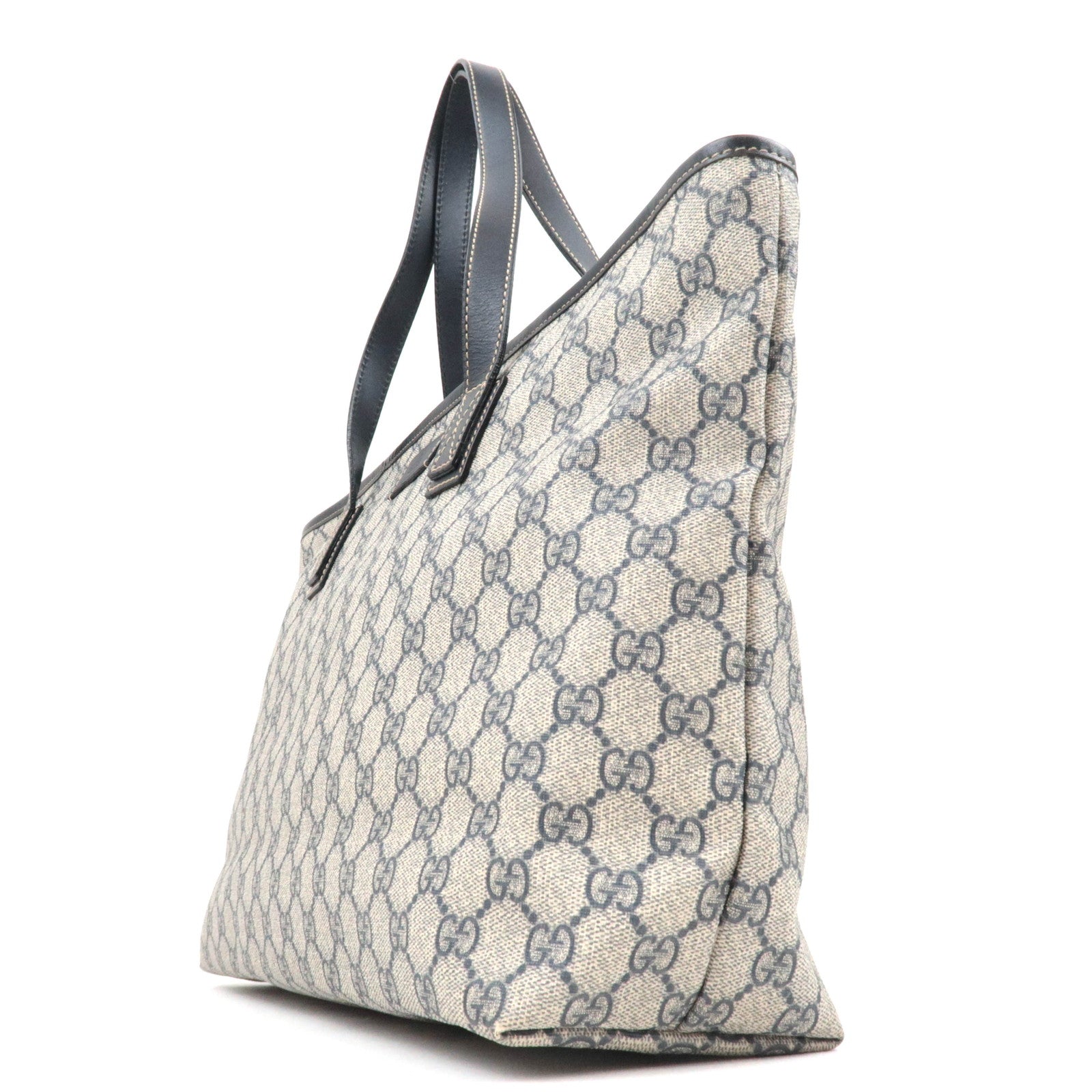 GUCCI Tote Bag GG Supreme Leather Beige Navy 211137 *Dust bag