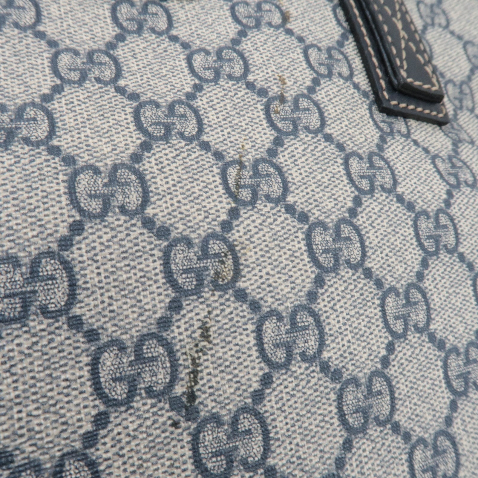 GUCCI Tote Bag GG Supreme Leather Beige Navy 211137 *Dust bag