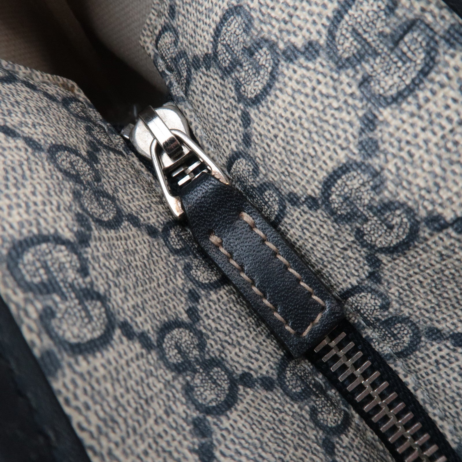 GUCCI Tote Bag GG Supreme Leather Beige Navy 211137 *Dust bag