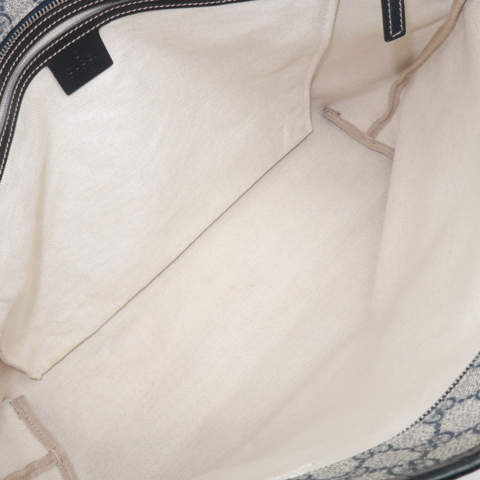 GUCCI Tote Bag GG Supreme Leather Beige Navy 211137 *Dust bag