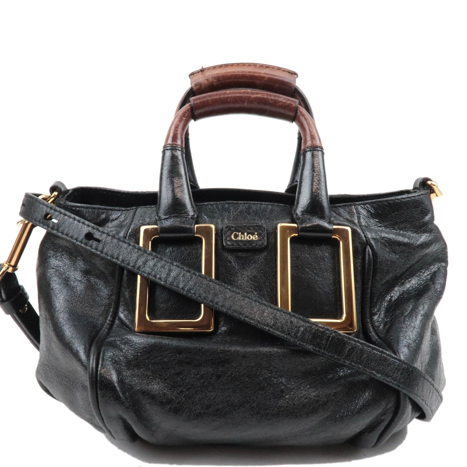 Chloe Ethel Small Leather 2Way Shoulder Bag Black *Dust bag, Strap84748