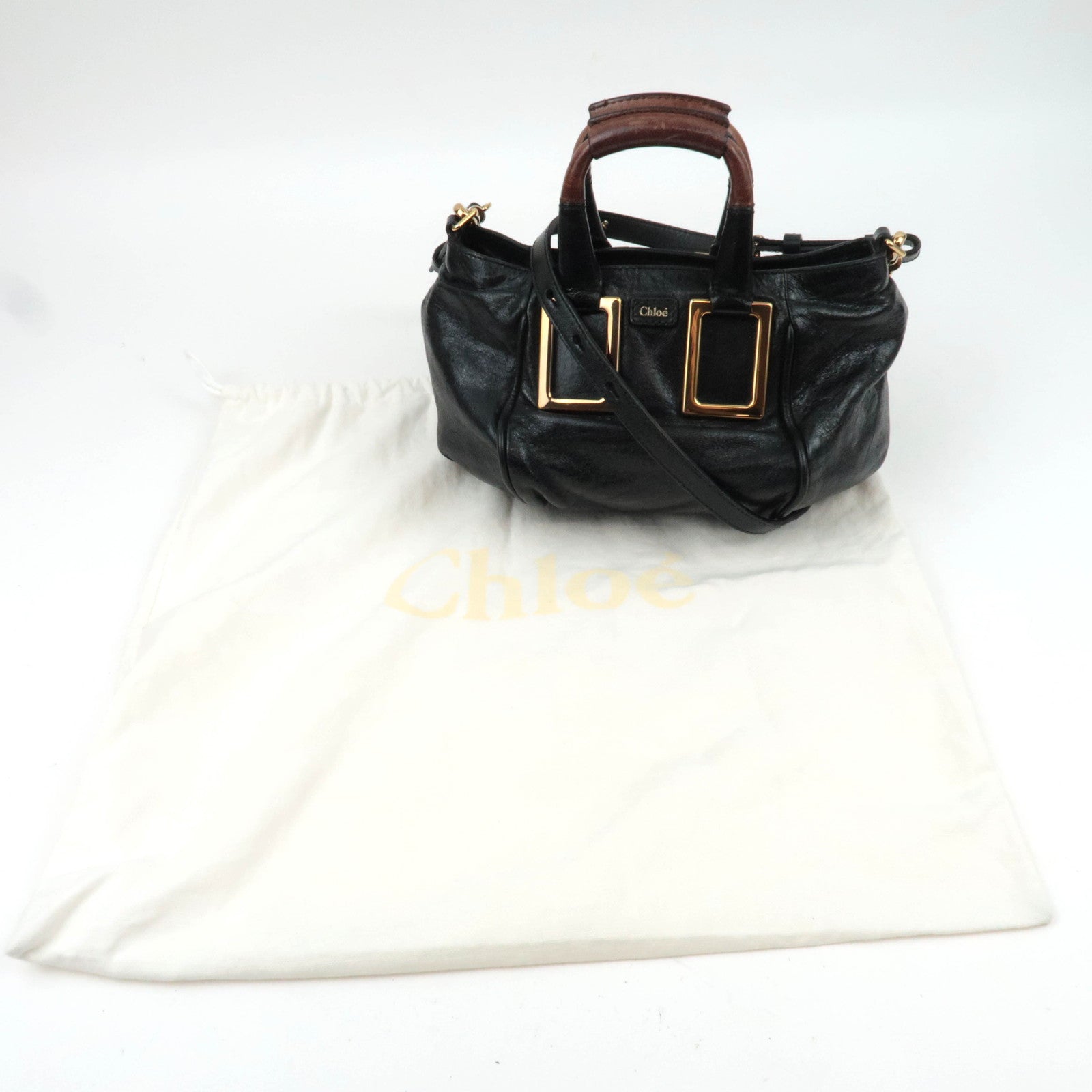 Chloe Ethel Small Leather 2Way Shoulder Bag Black *Dust bag, Strap