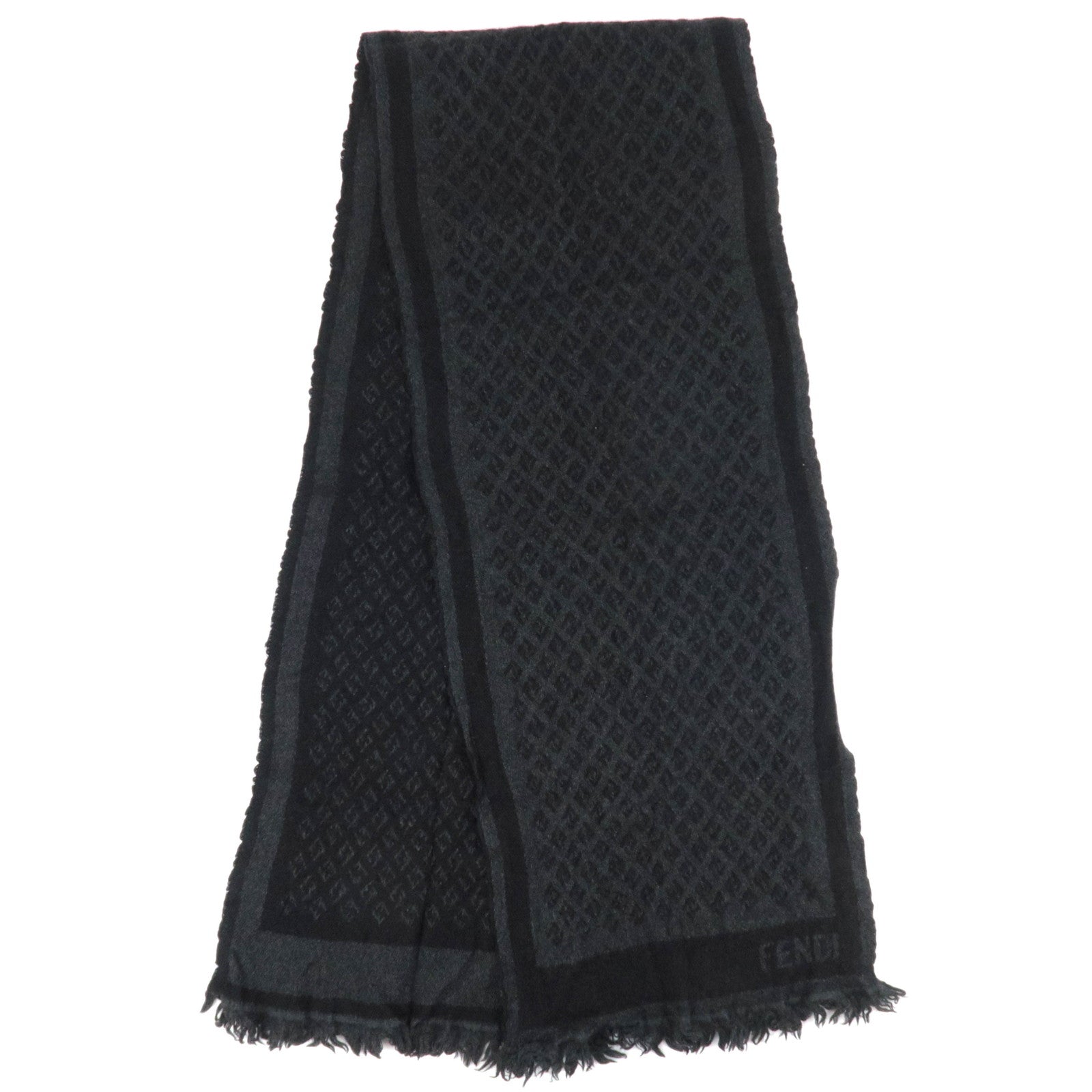 FENDI Zucchino Print Scarf 100% Wool Black84759