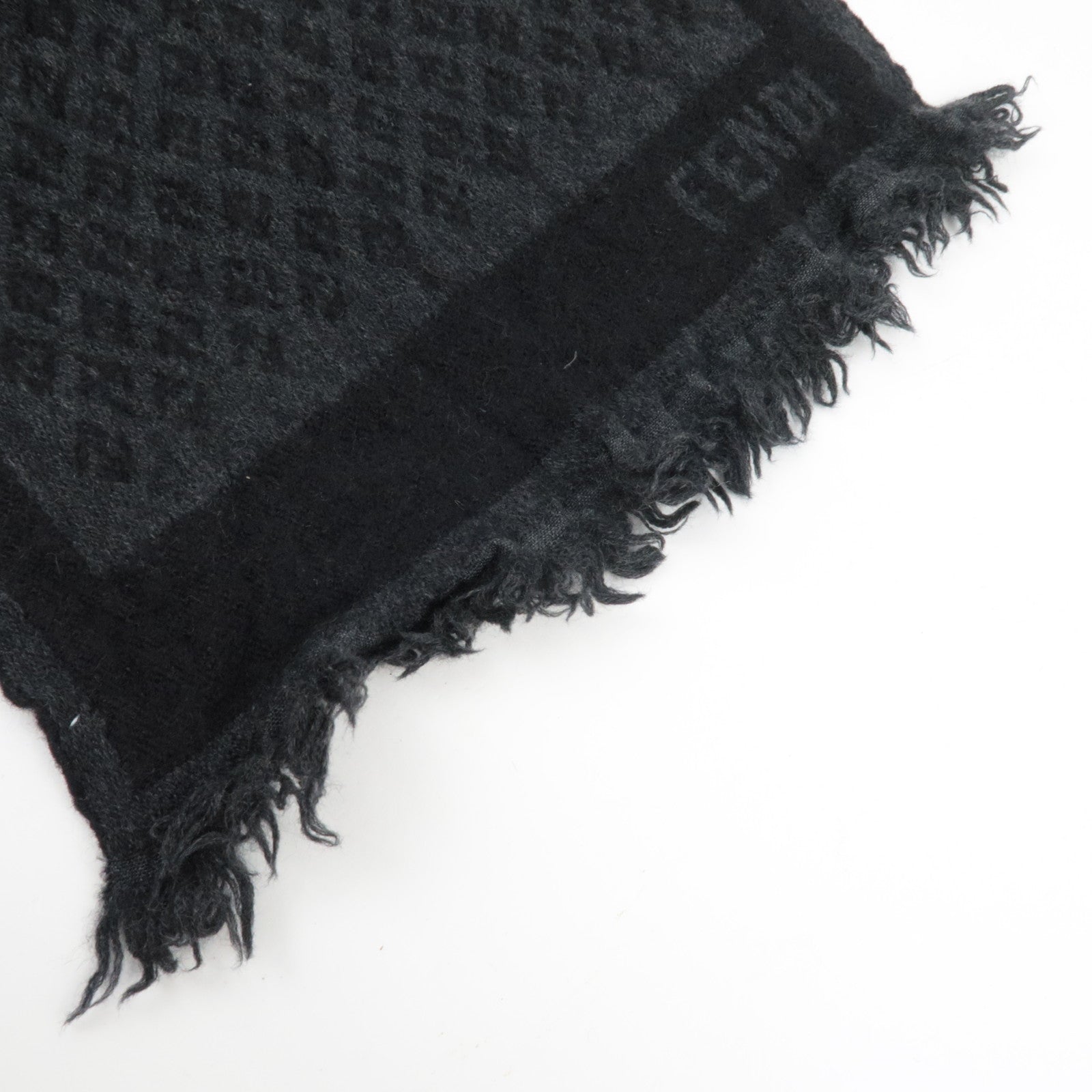 FENDI Zucchino Print Scarf 100% Wool Black