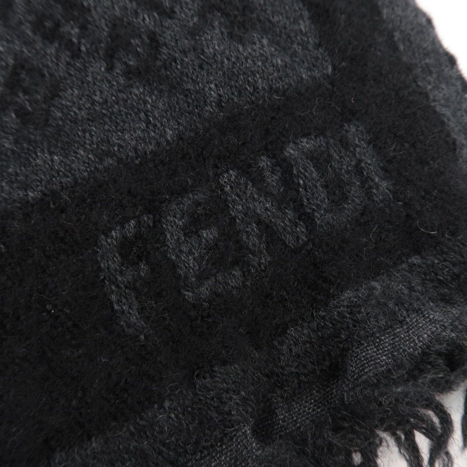 FENDI Zucchino Print Scarf 100% Wool Black
