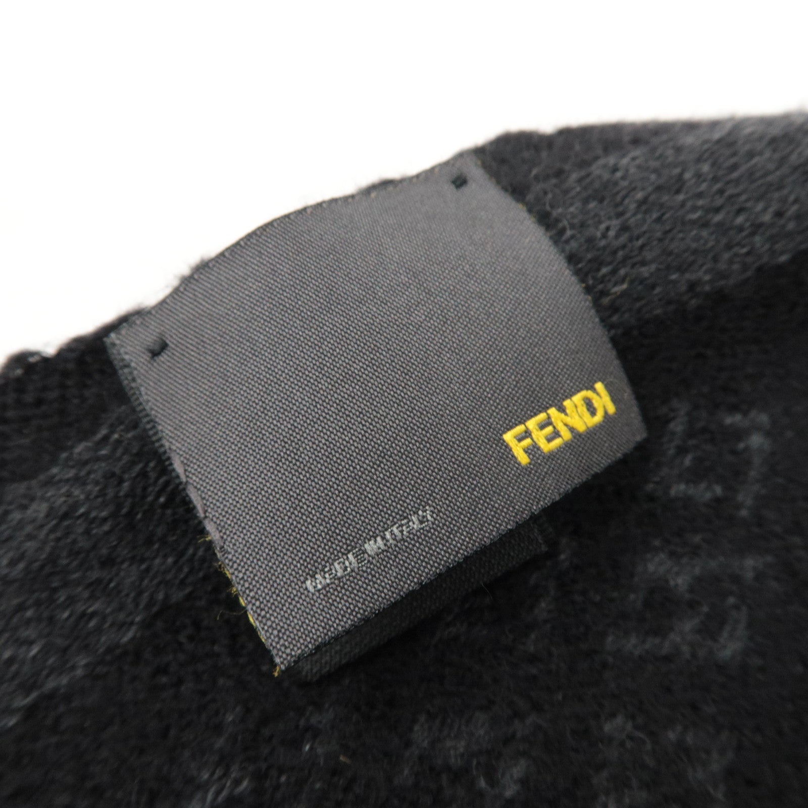 FENDI Zucchino Print Scarf 100% Wool Black