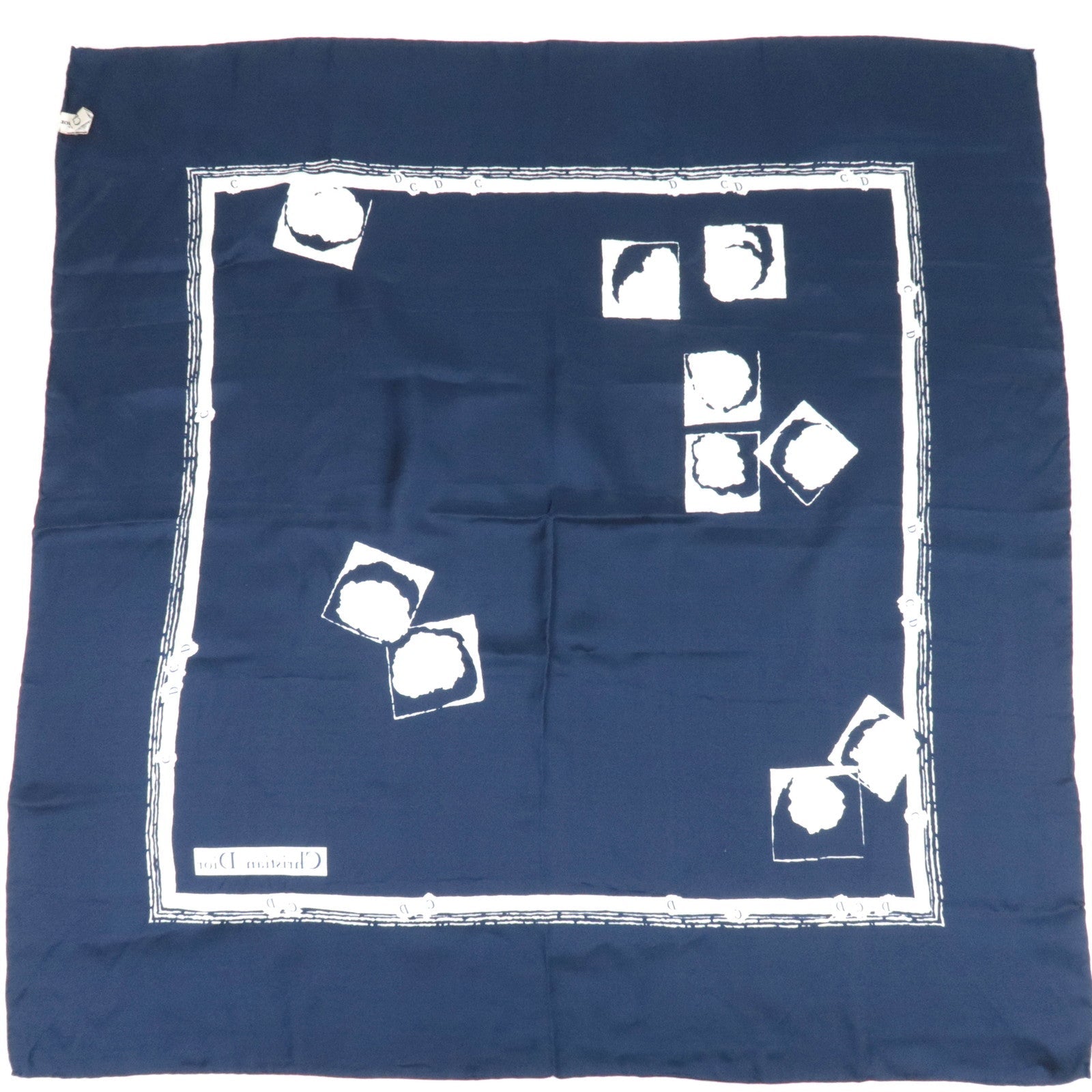 Christian Dior Scarf 100% Silk Navy