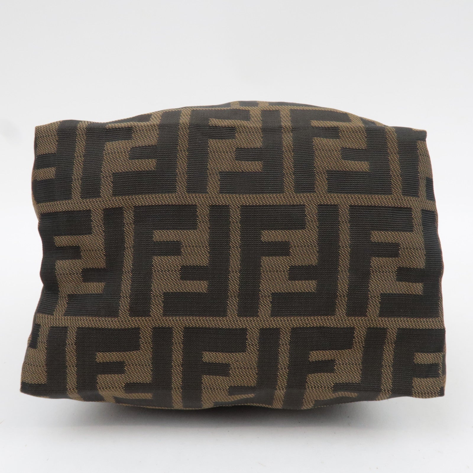 FENDI Zucca Canvas Leather Small Handbag Brown Black 26540