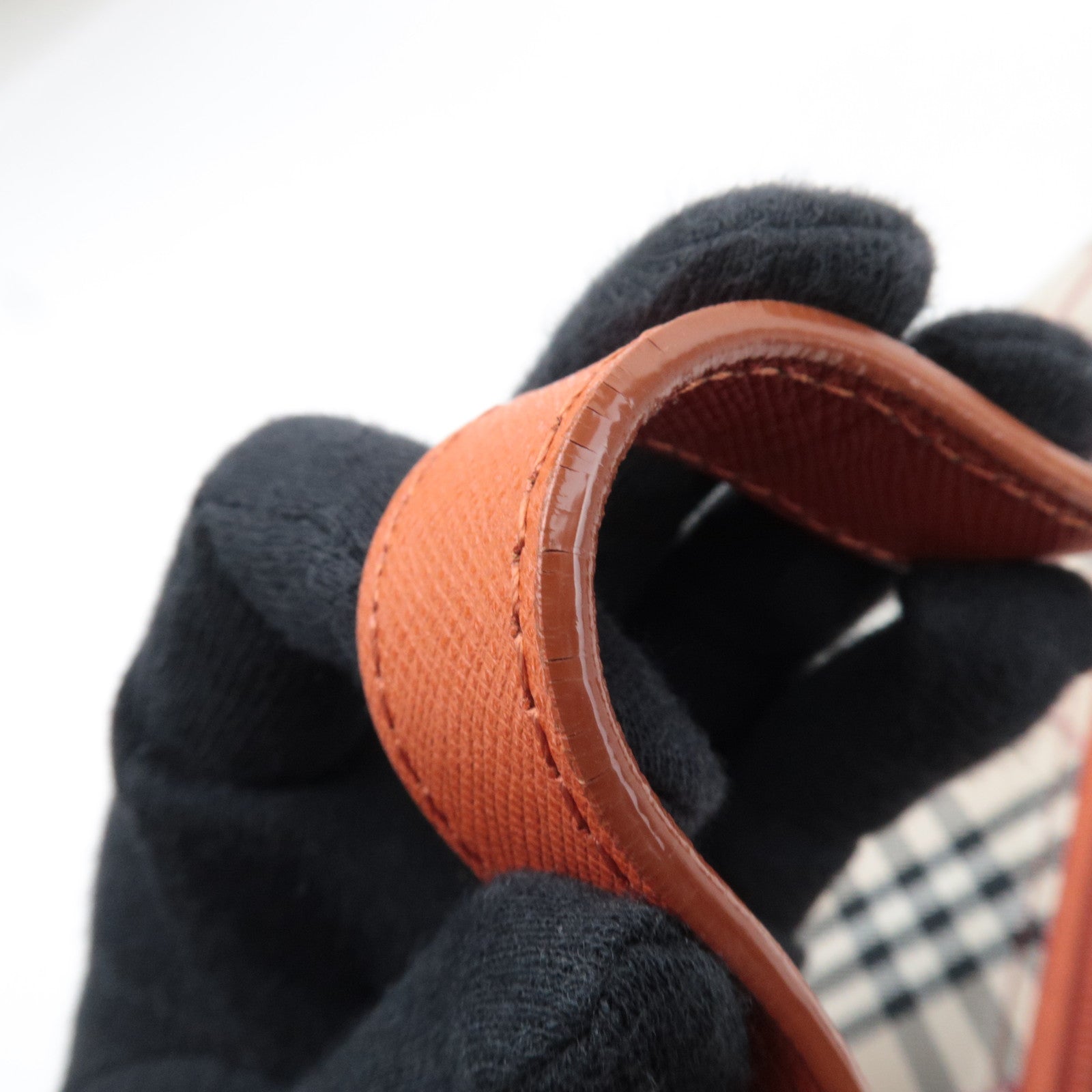 BURBERRY Nova Plaid Canvas Leather Shoulder Bag Beige