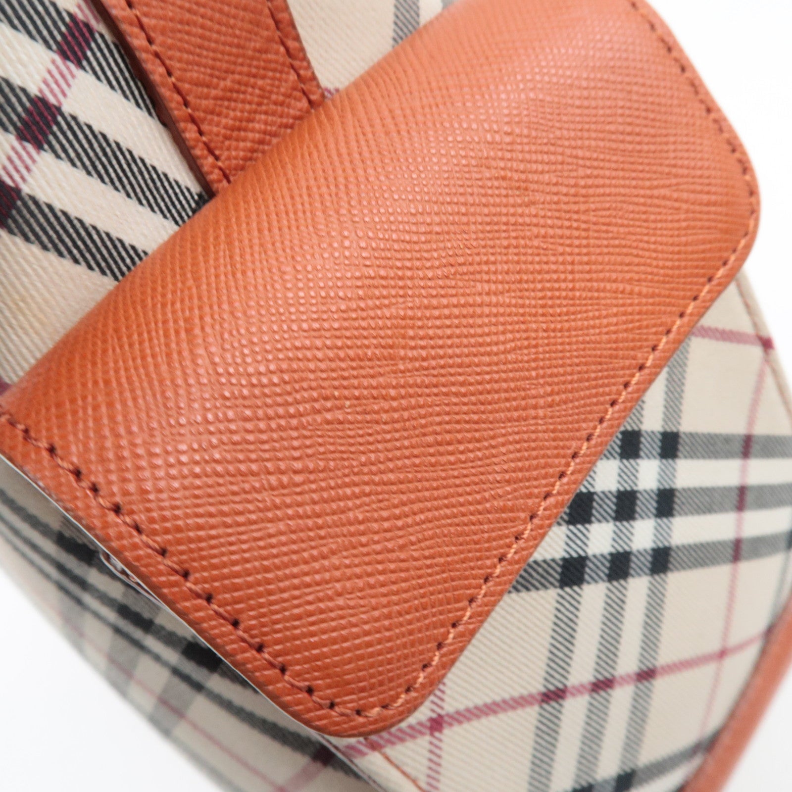 BURBERRY Nova Plaid Canvas Leather Shoulder Bag Beige