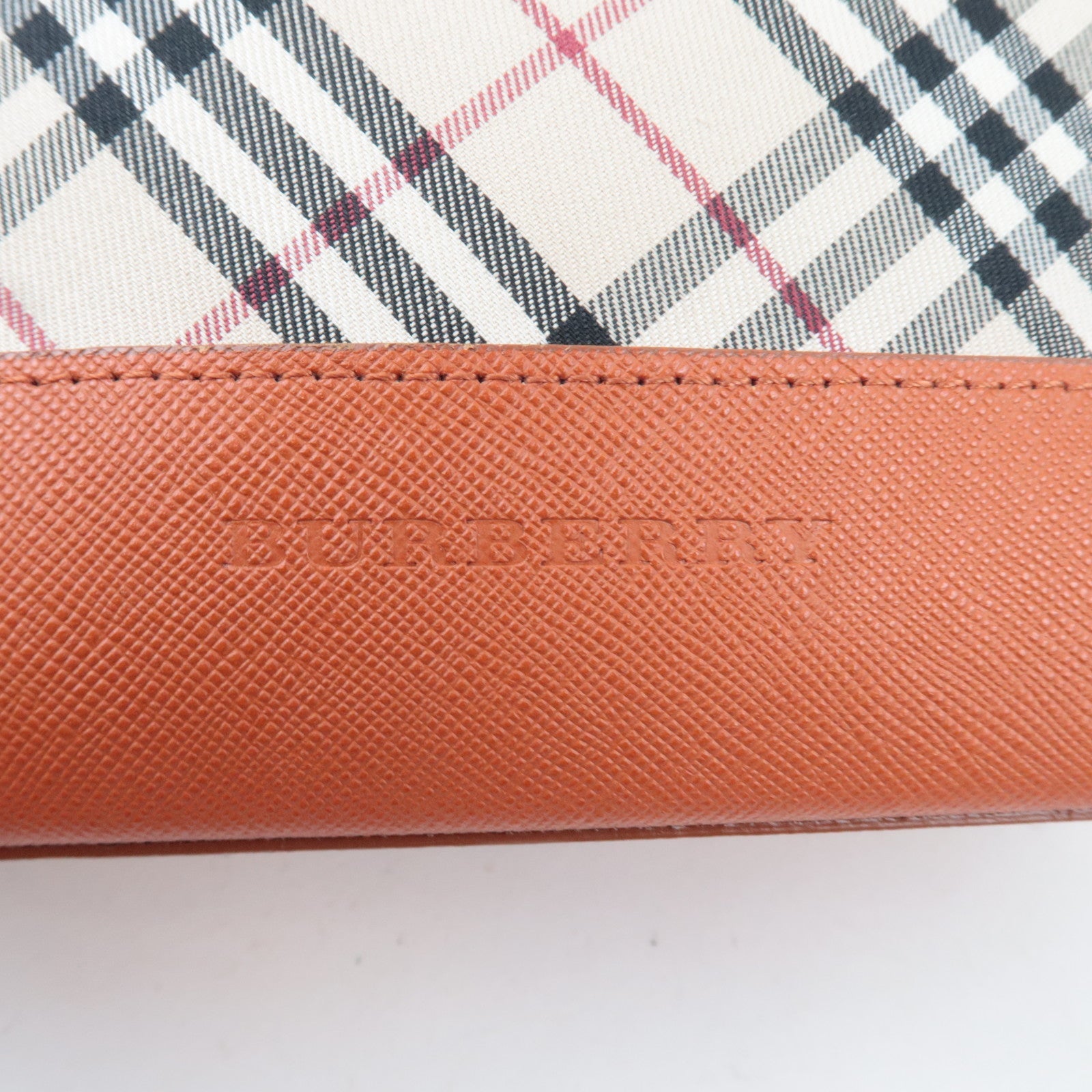 BURBERRY Nova Plaid Canvas Leather Shoulder Bag Beige