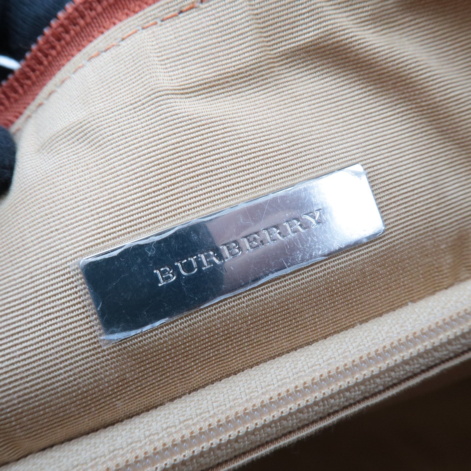 BURBERRY Nova Plaid Canvas Leather Shoulder Bag Beige