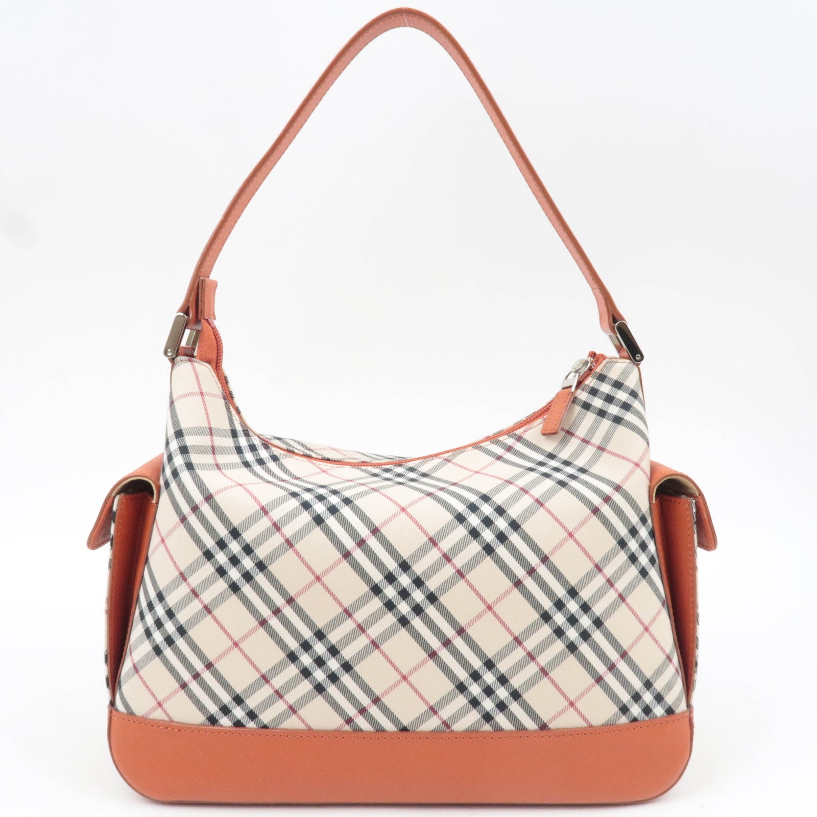 BURBERRY Nova Plaid Canvas Leather Shoulder Bag Beige