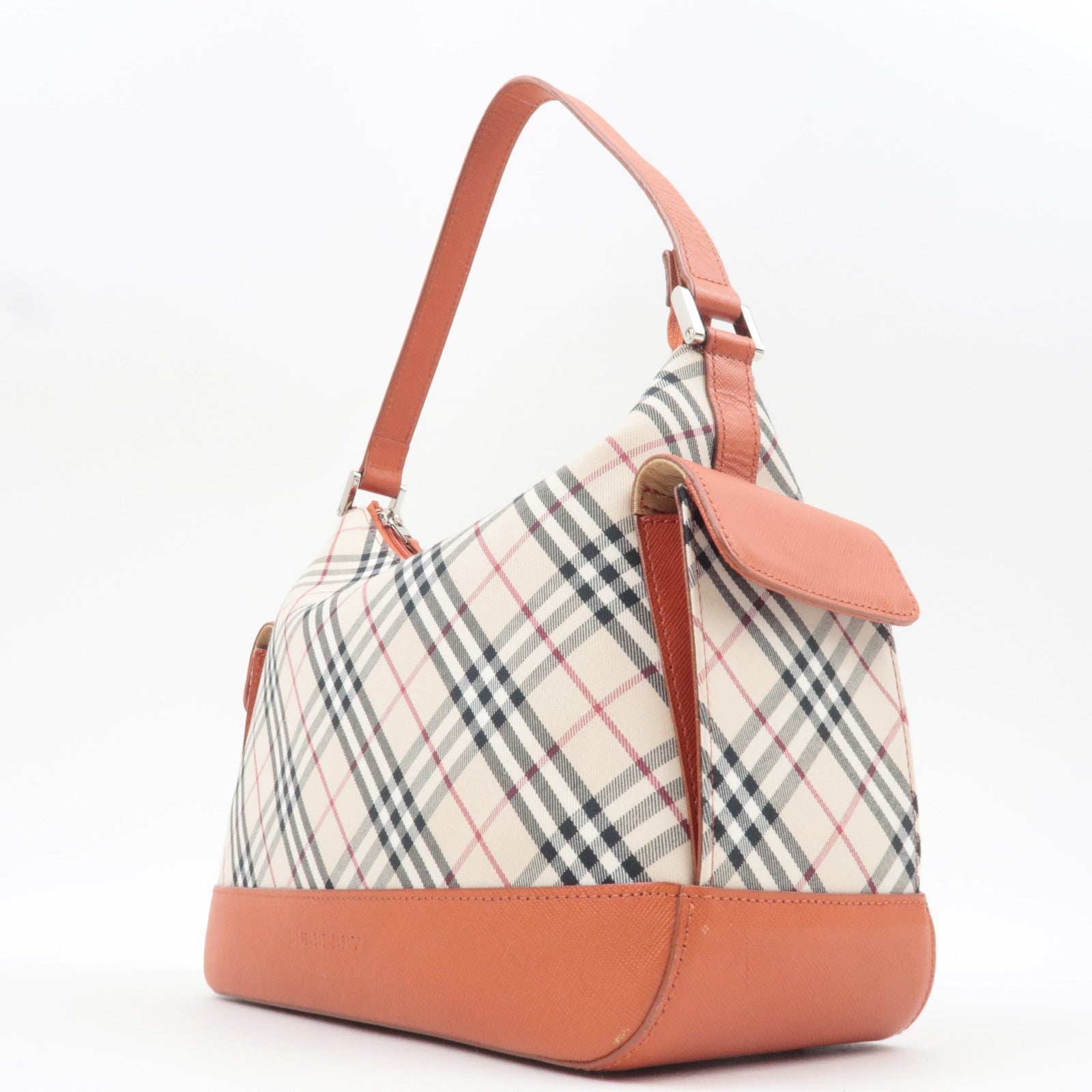 BURBERRY Nova Plaid Canvas Leather Shoulder Bag Beige