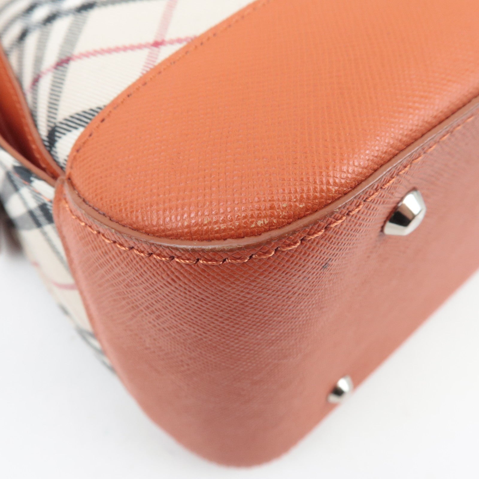 BURBERRY Nova Plaid Canvas Leather Shoulder Bag Beige