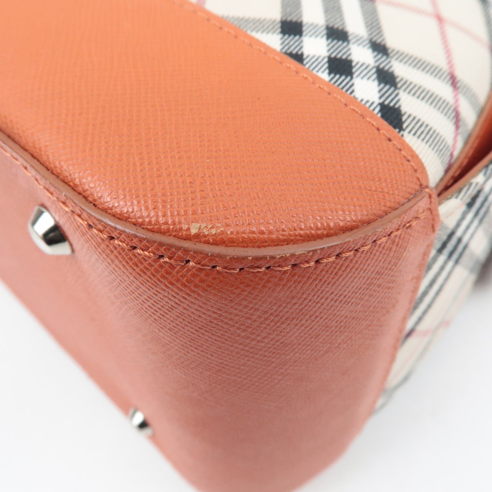 BURBERRY Nova Plaid Canvas Leather Shoulder Bag Beige