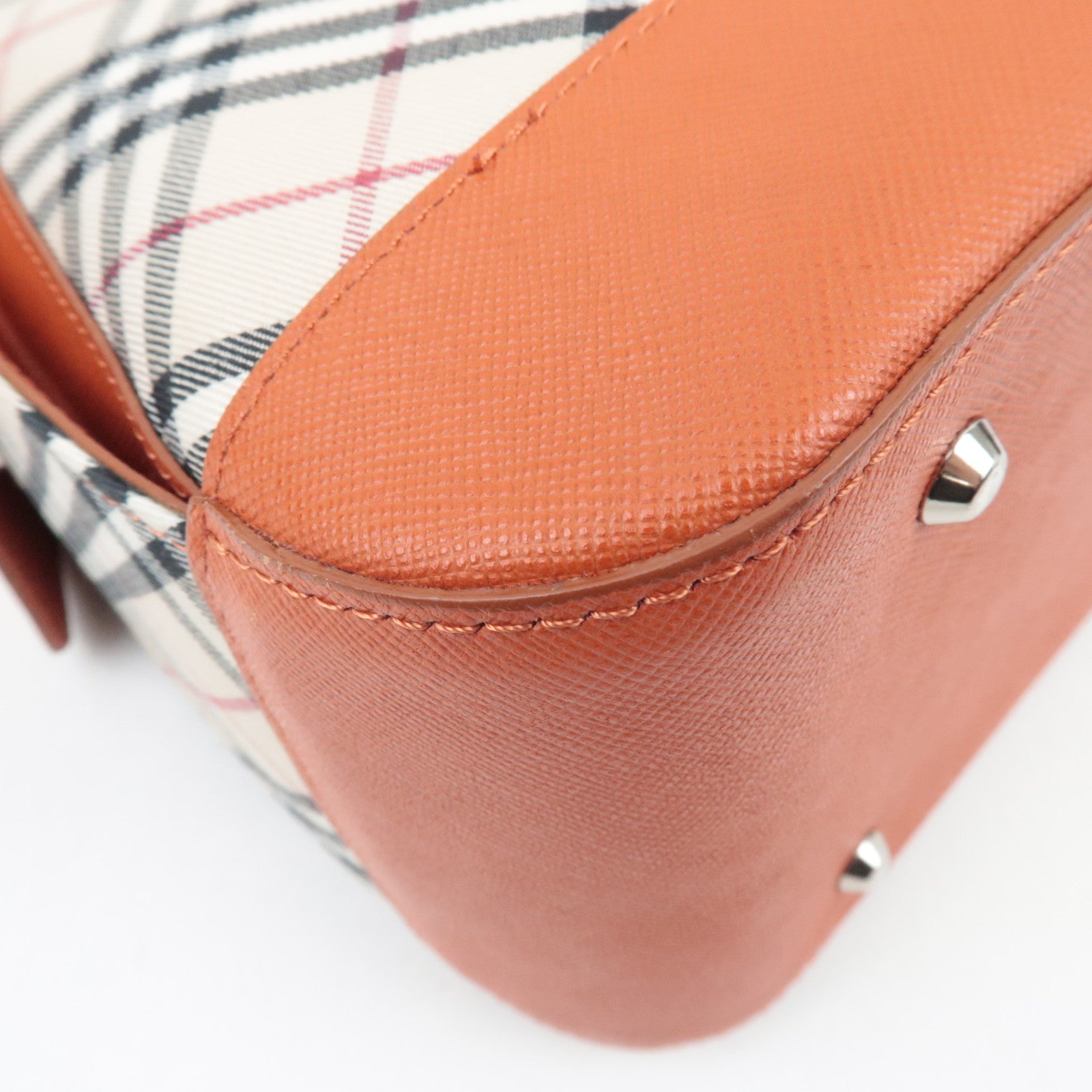 BURBERRY Nova Plaid Canvas Leather Shoulder Bag Beige