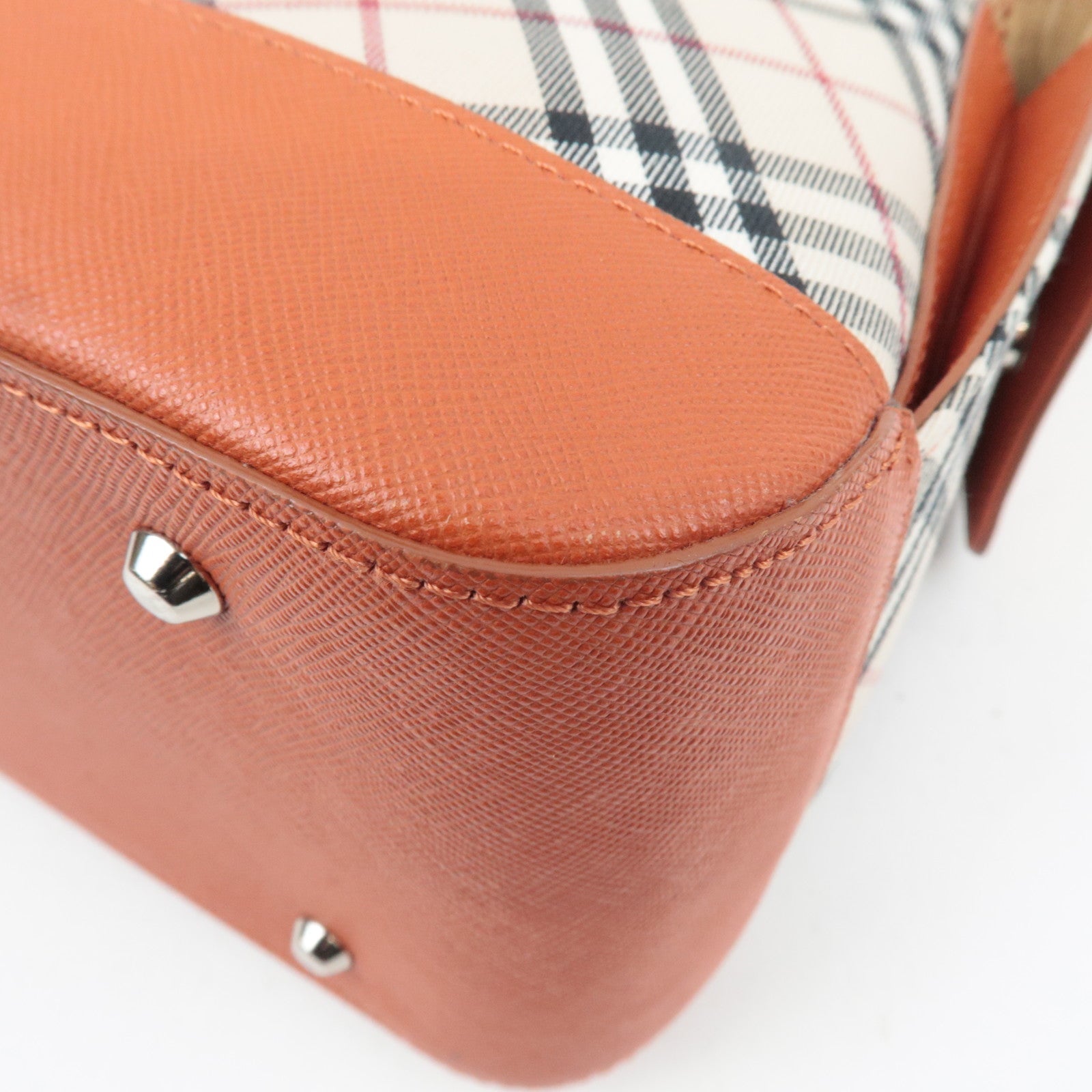 BURBERRY Nova Plaid Canvas Leather Shoulder Bag Beige