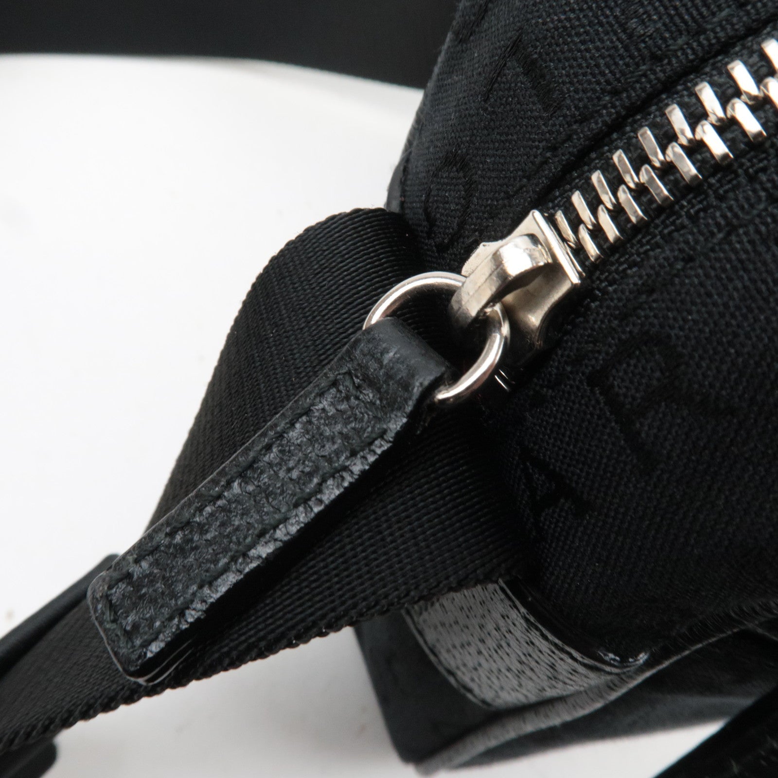 BVLGARI Logomania Canvas Leather Shoulder Bag Black