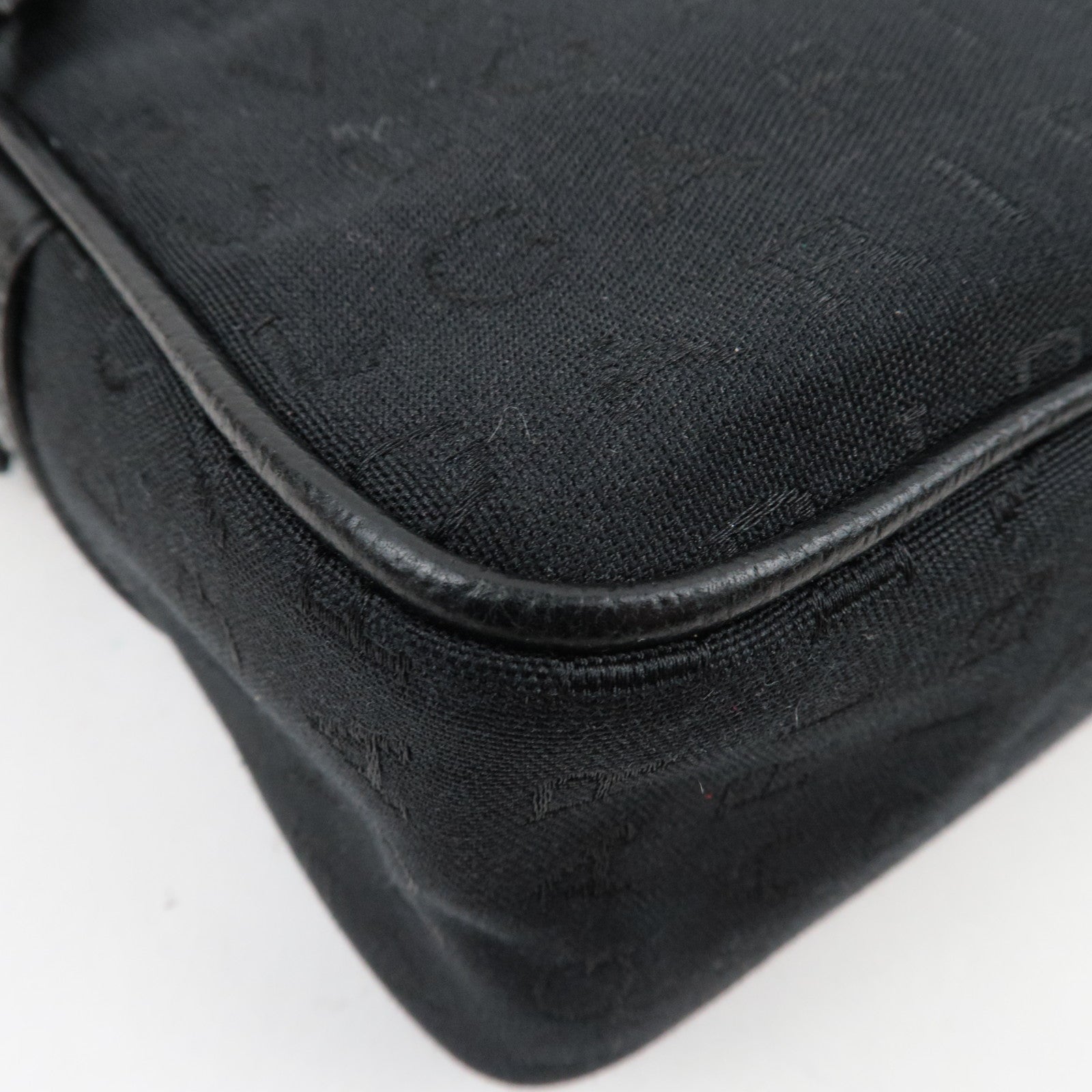 BVLGARI Logomania Canvas Leather Shoulder Bag Black