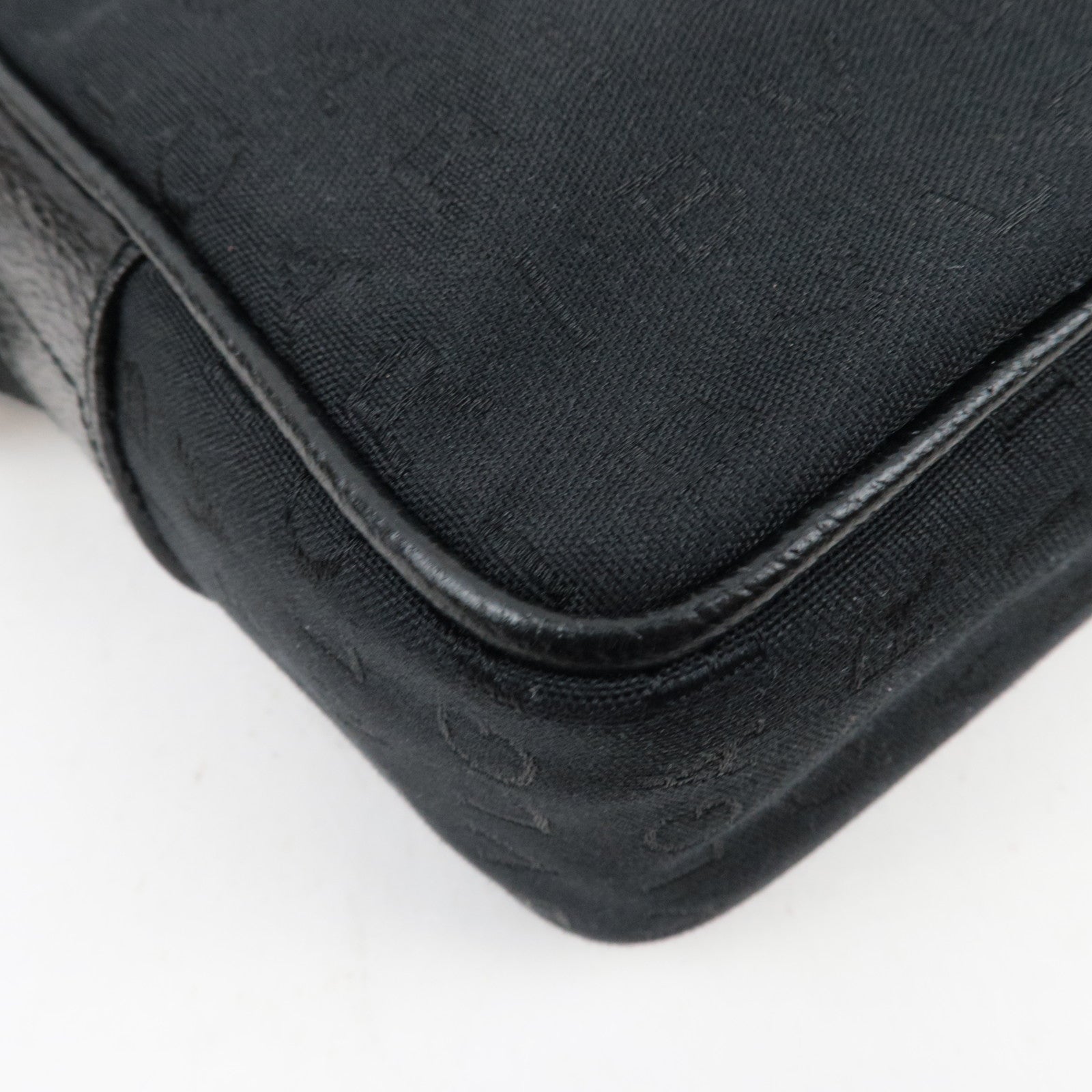 BVLGARI Logomania Canvas Leather Shoulder Bag Black