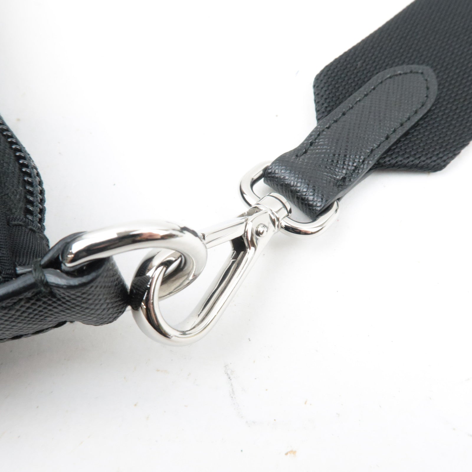 PRADA Nylon Leather Shoulder Bag Black