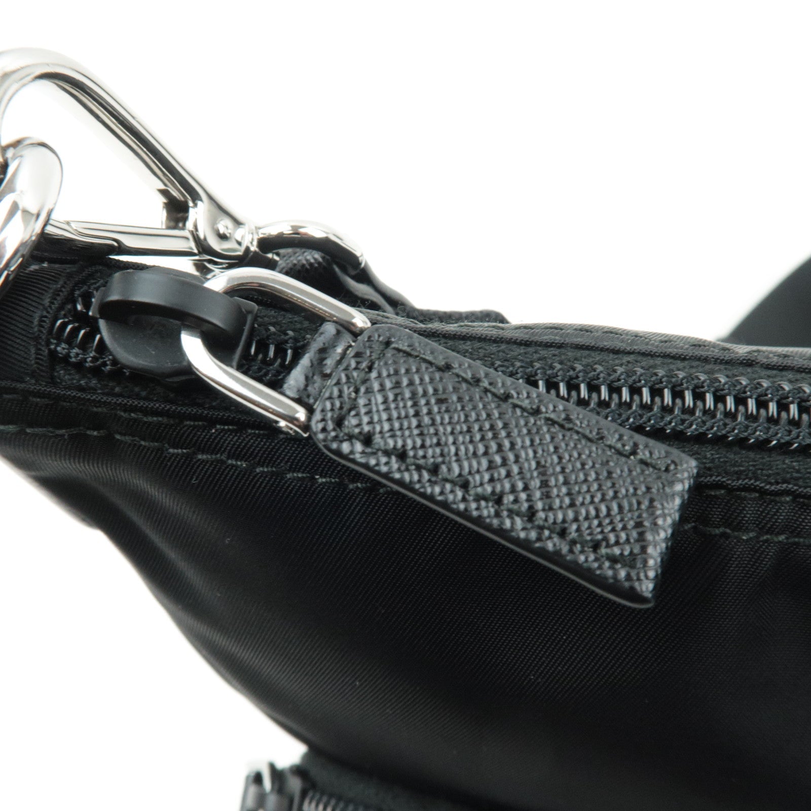 PRADA Nylon Leather Shoulder Bag Black