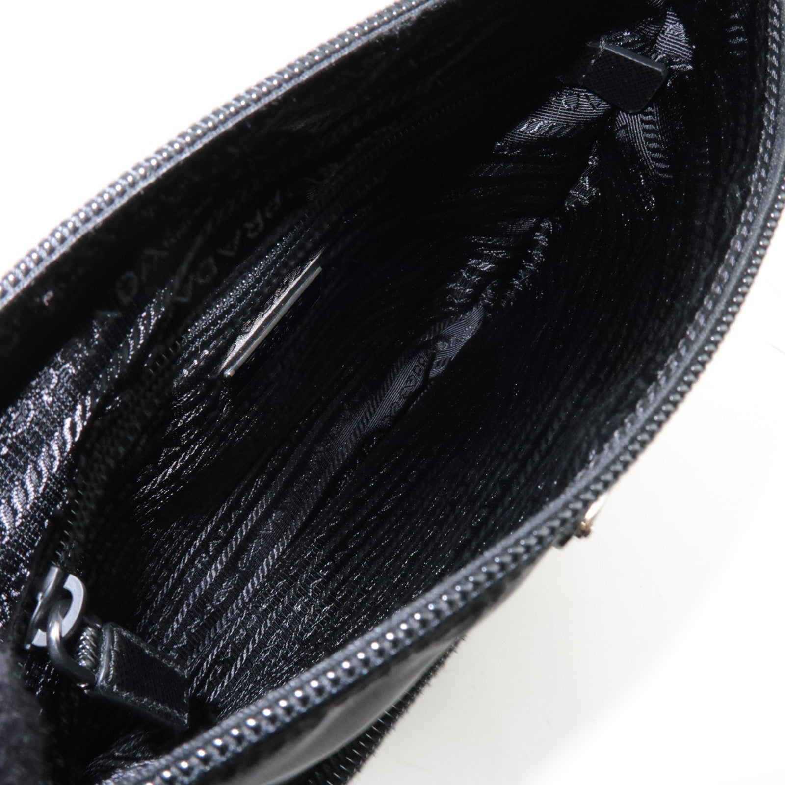 PRADA Nylon Leather Shoulder Bag Black