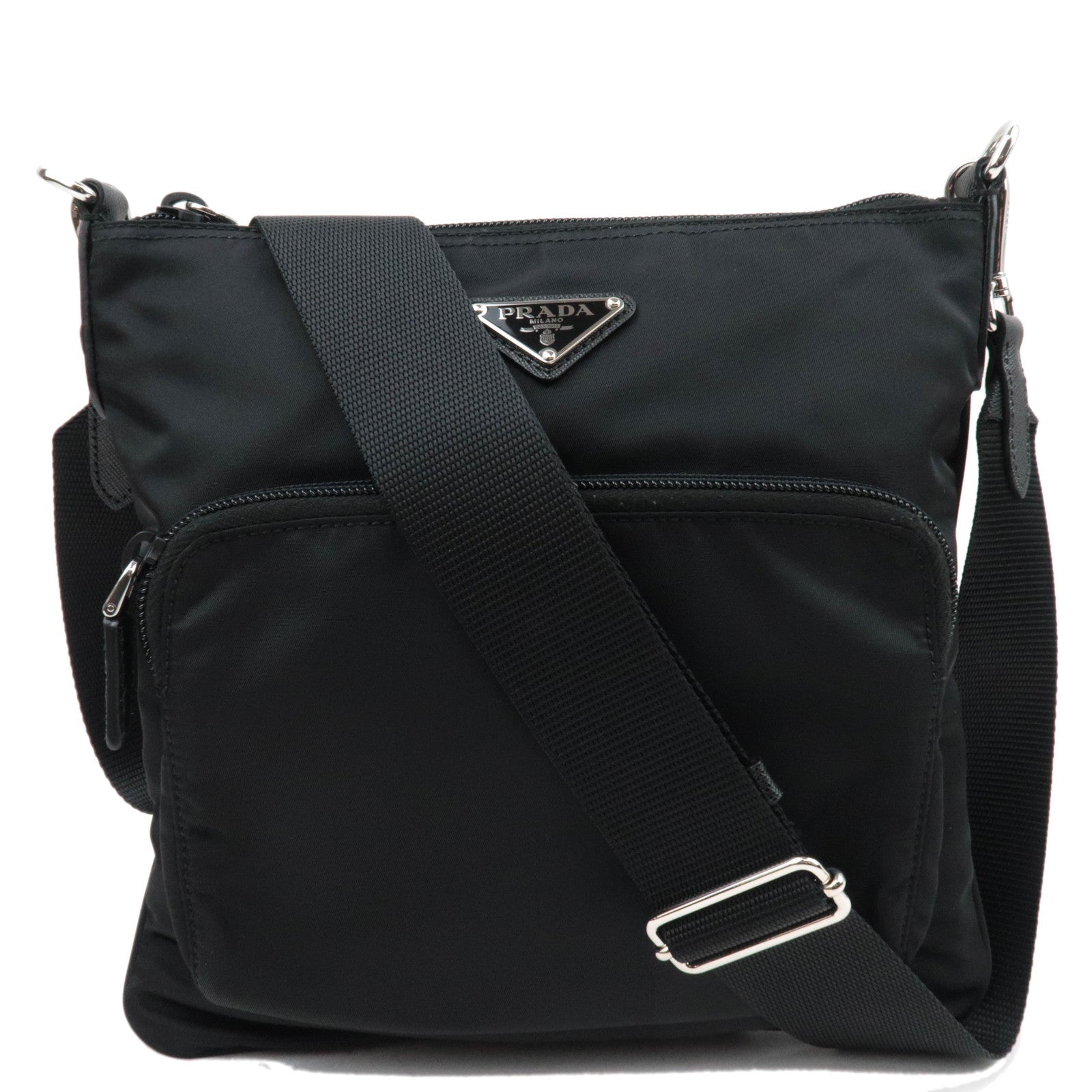 PRADA Nylon Leather Shoulder Bag Black84860