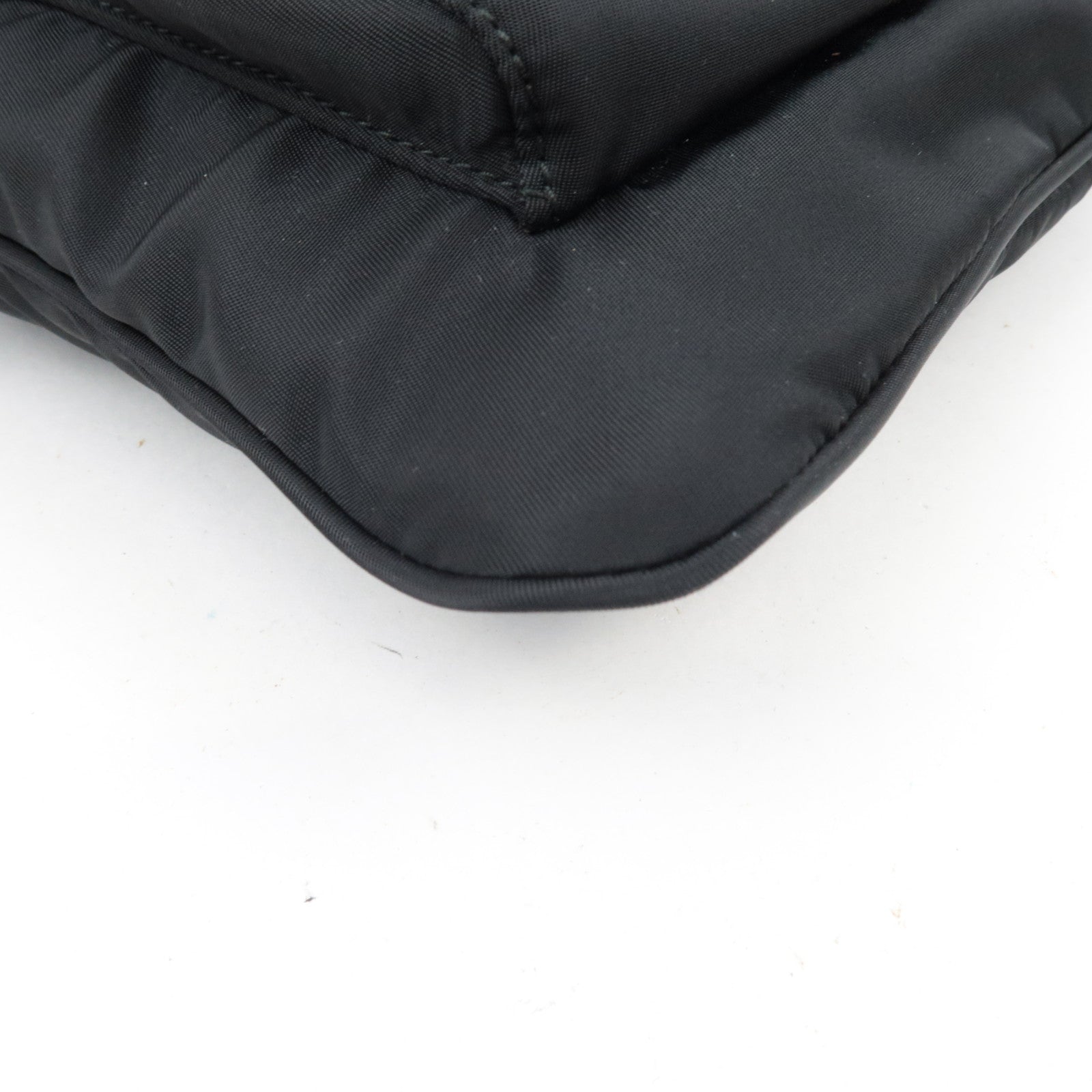 PRADA Nylon Leather Shoulder Bag Black