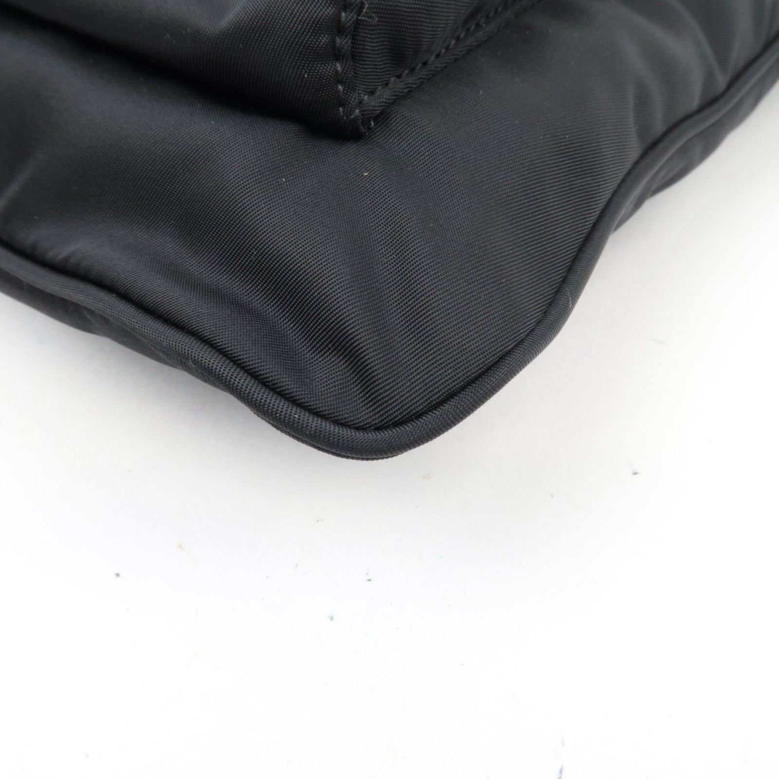 PRADA Nylon Leather Shoulder Bag Black