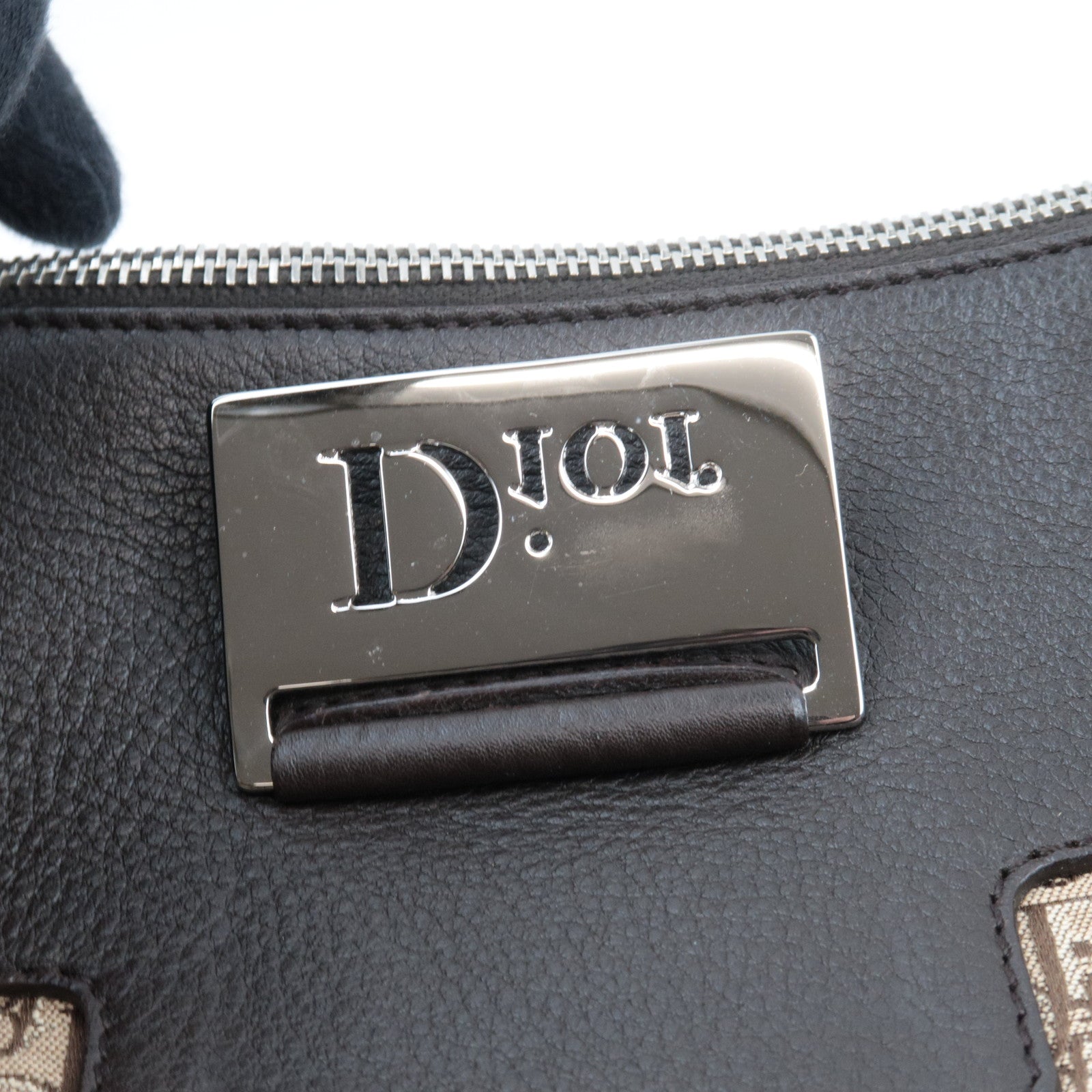 Christian Dior Street Chic Trotter Shoulder Bag Canvas Leather Beige