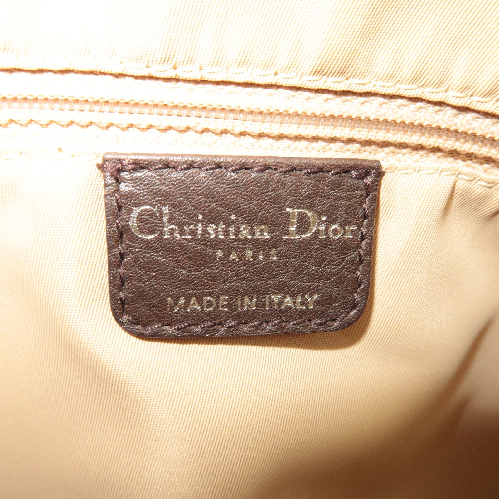 Christian Dior Street Chic Trotter Shoulder Bag Canvas Leather Beige