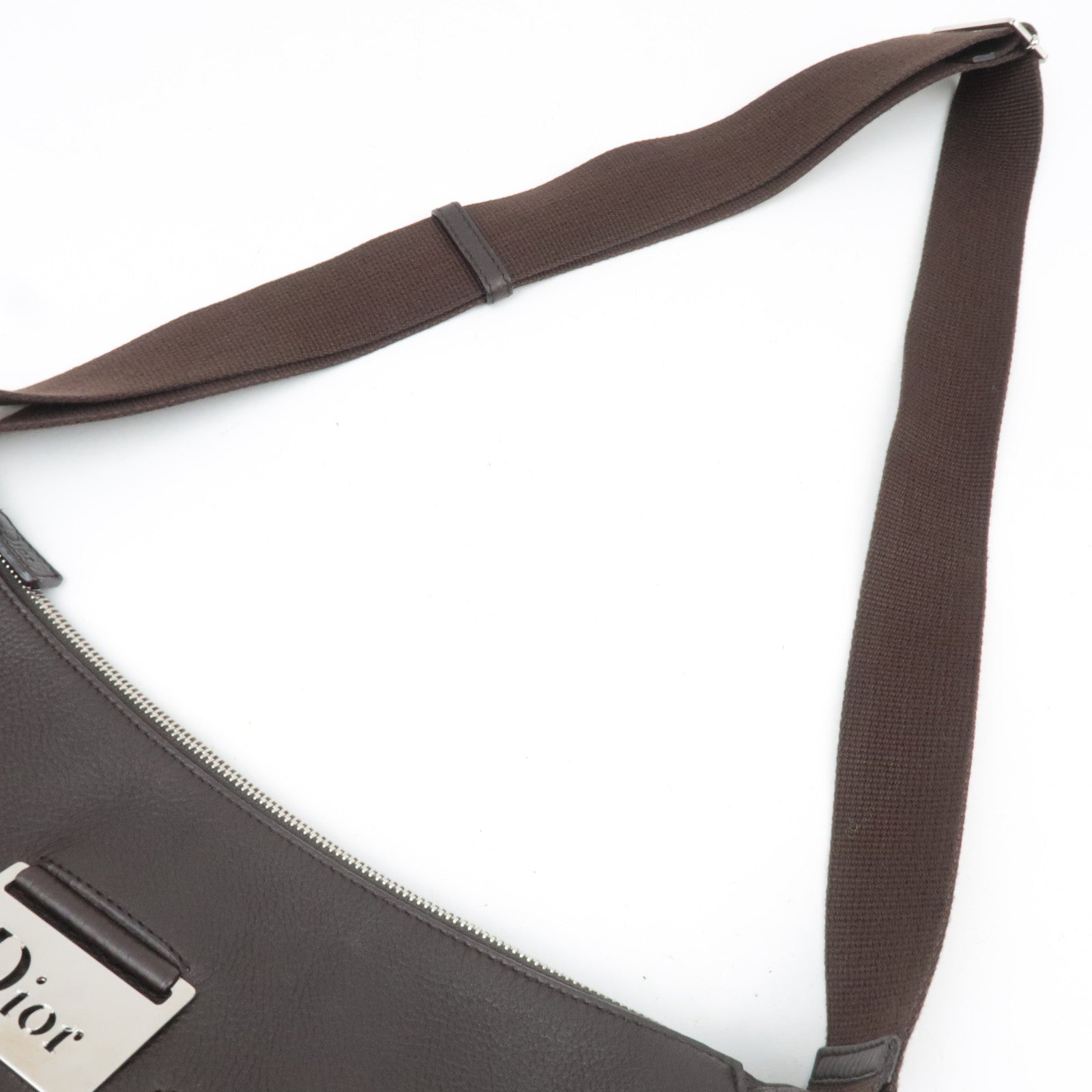 Christian Dior Street Chic Trotter Shoulder Bag Canvas Leather Beige